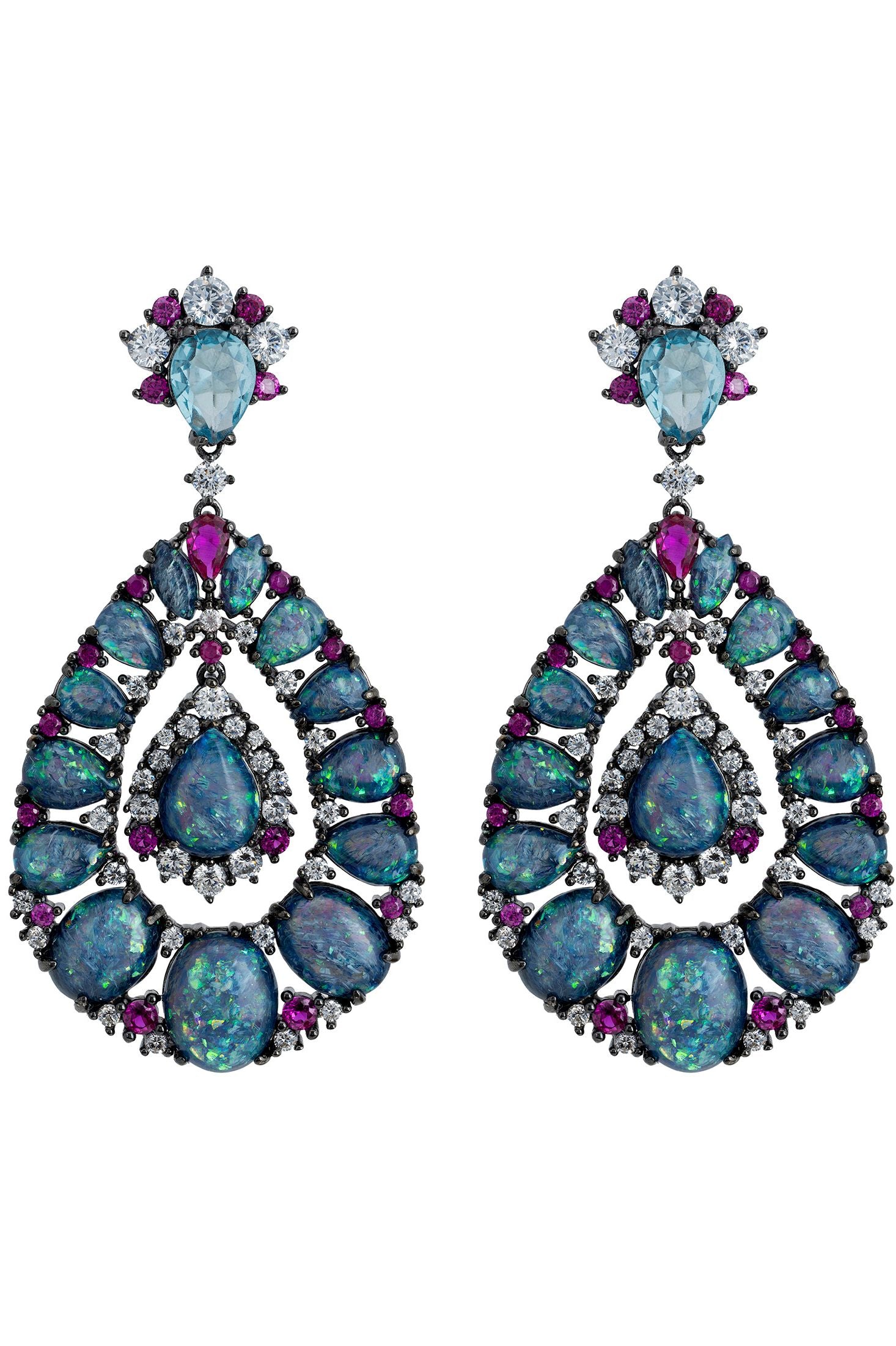 Green opal statement earrings.