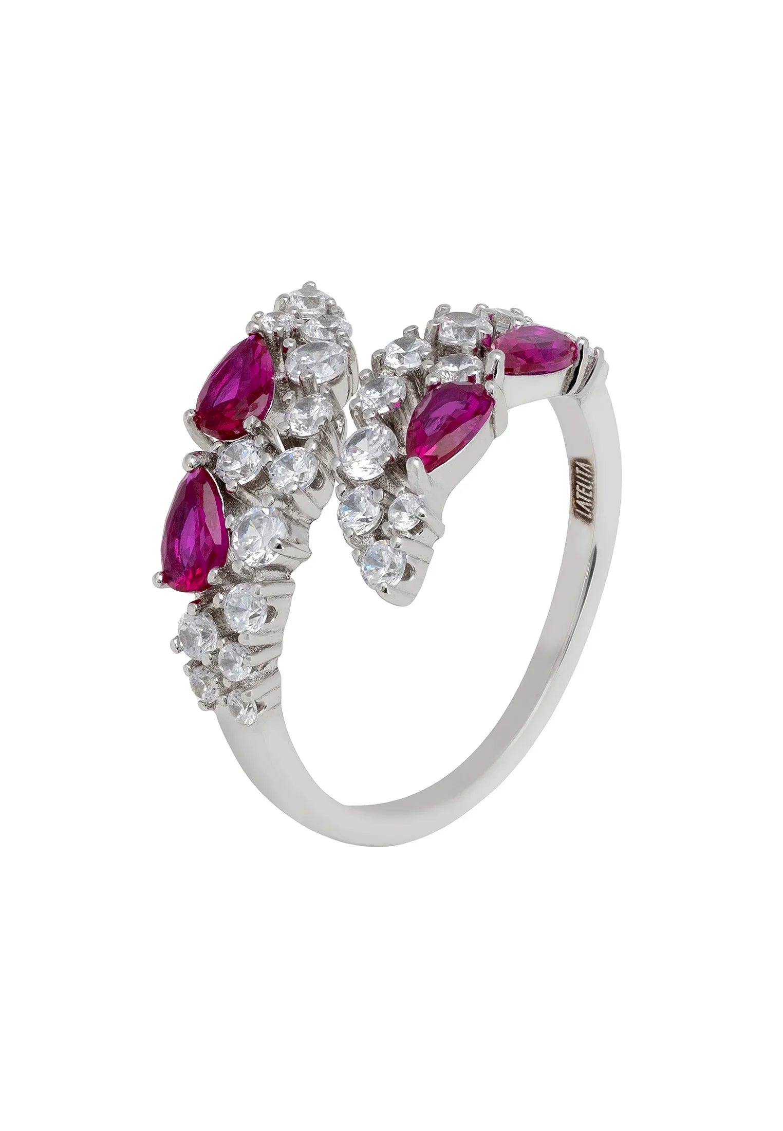 Ruby teardrops diamond ring.