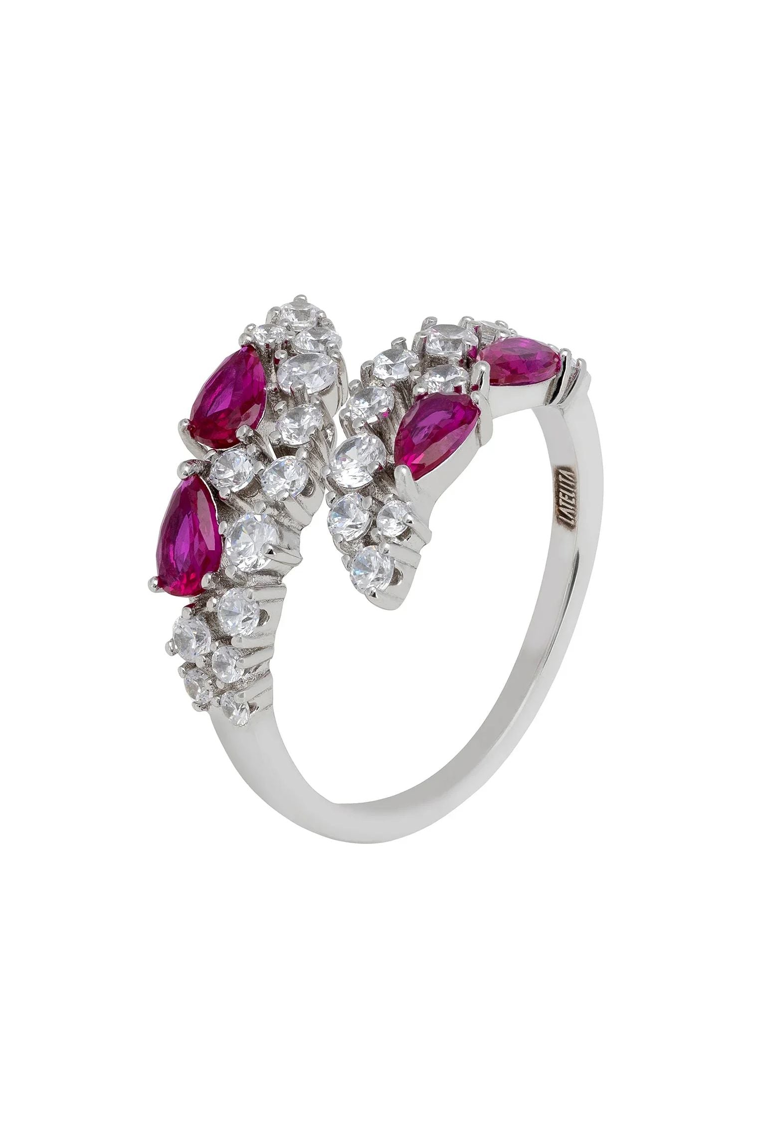 Ruby teardrops diamond ring.