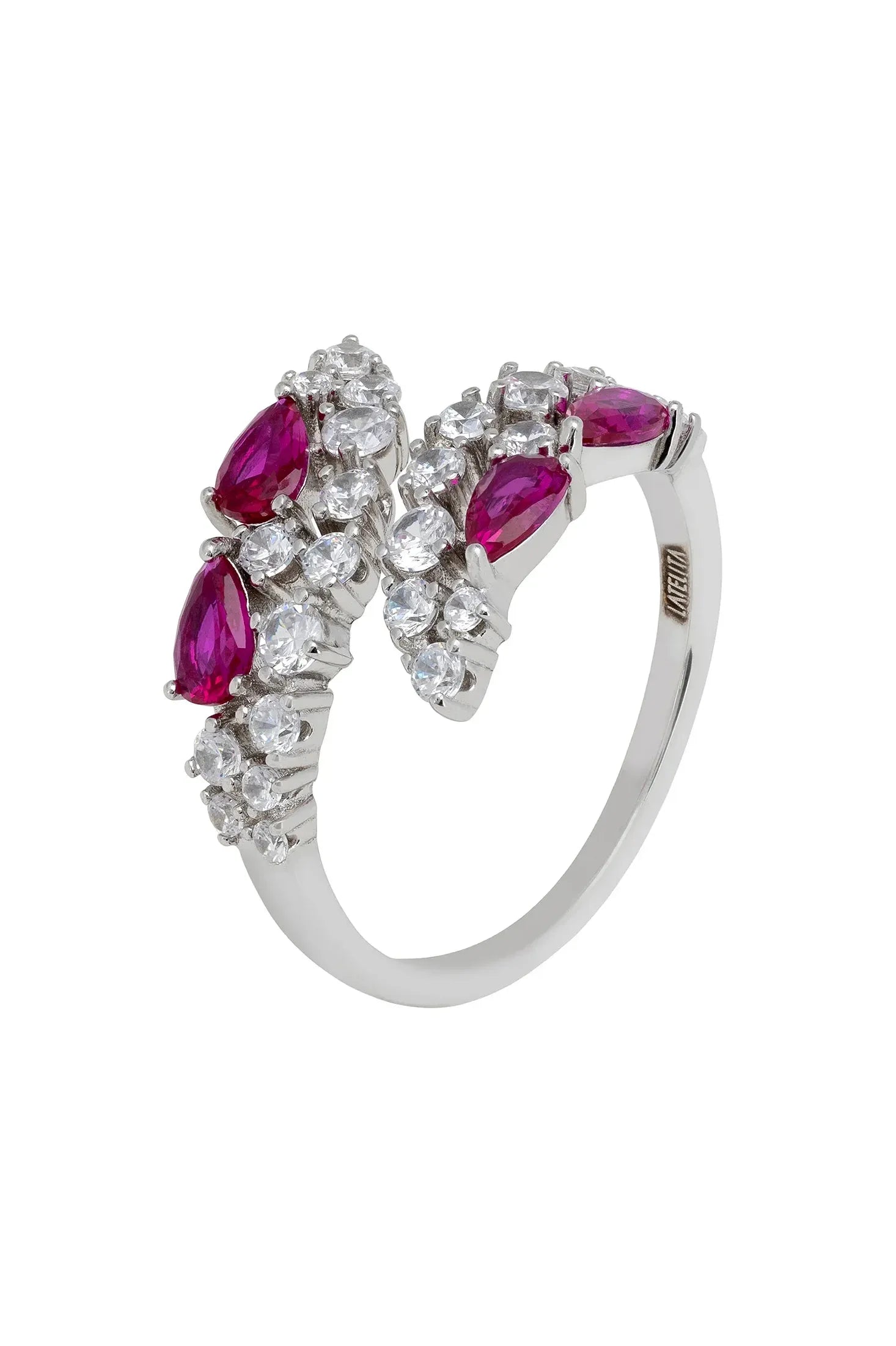 Ruby teardrops diamond ring.
