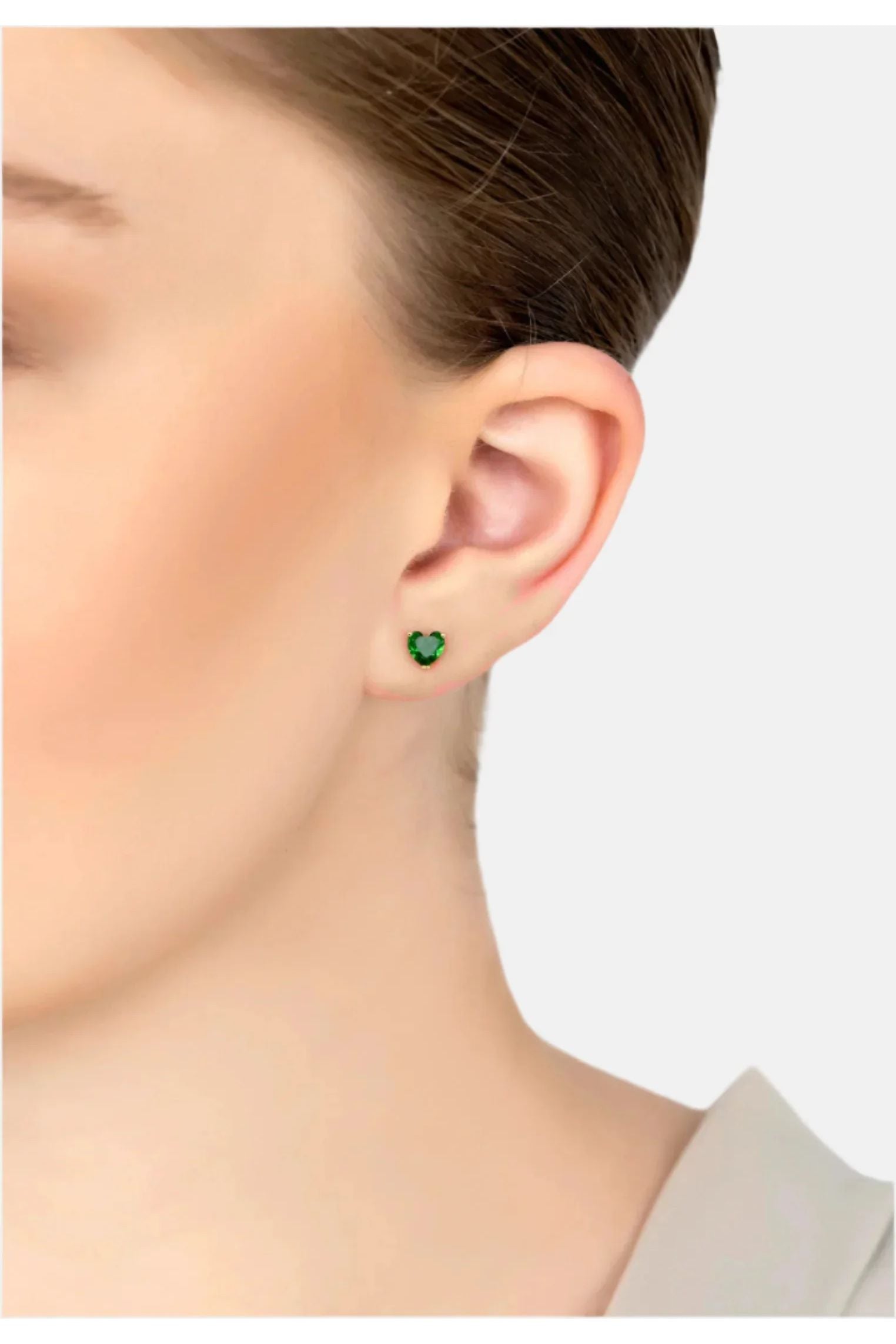 The earring worn by a model.