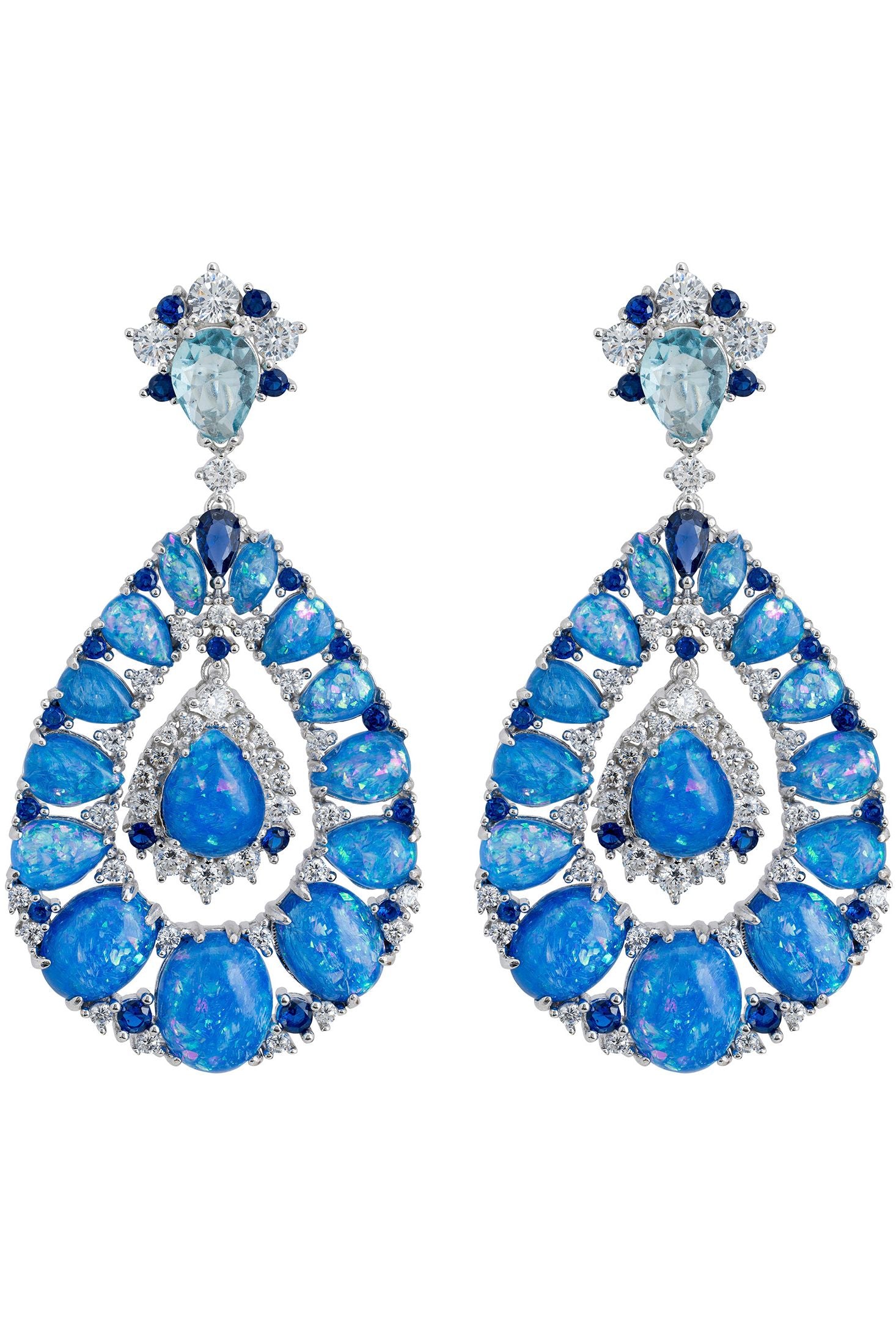Blue opal statement earrings.