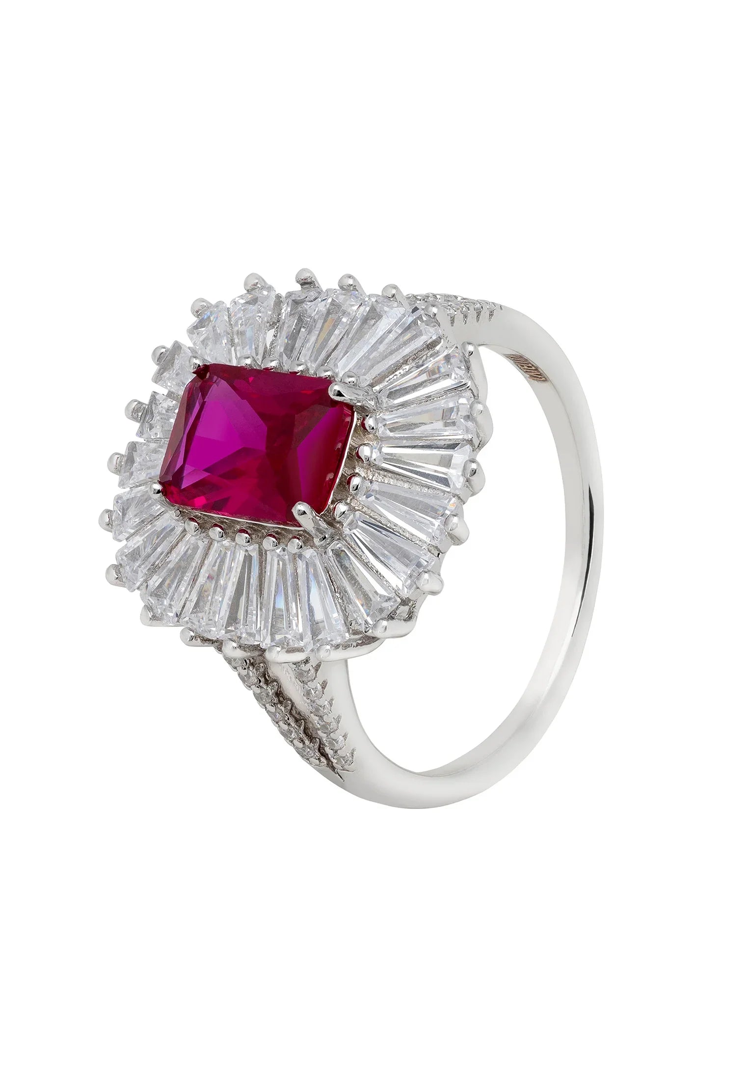 Halo diamond and ruby ring.