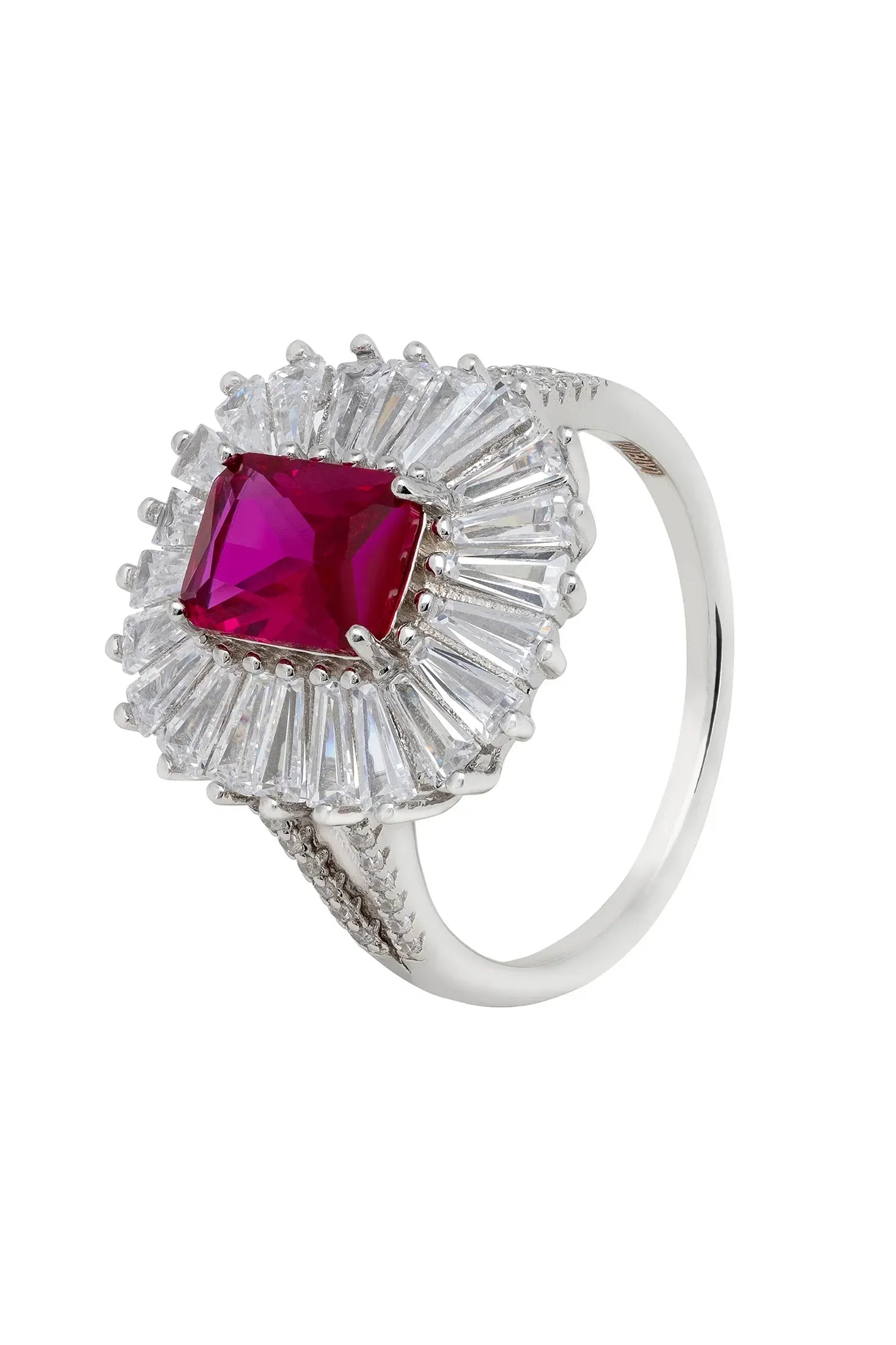 Halo diamond and ruby ring.