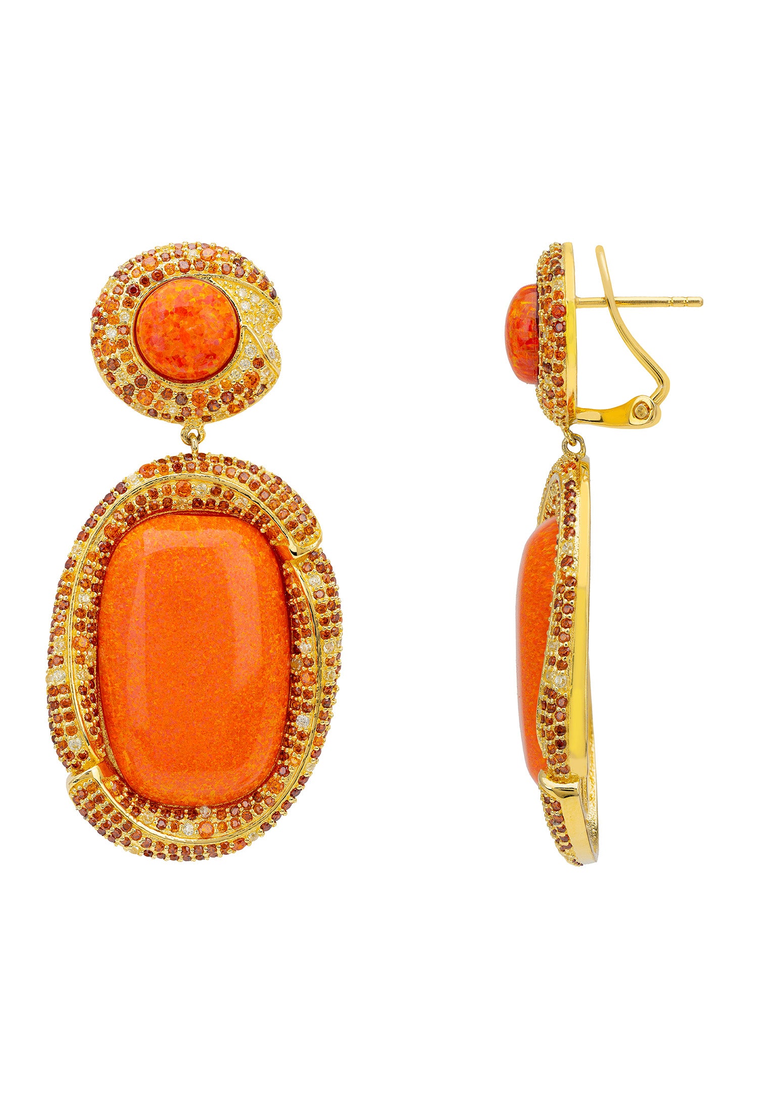 Fiorella Fire Opal Drop Earrings Gold