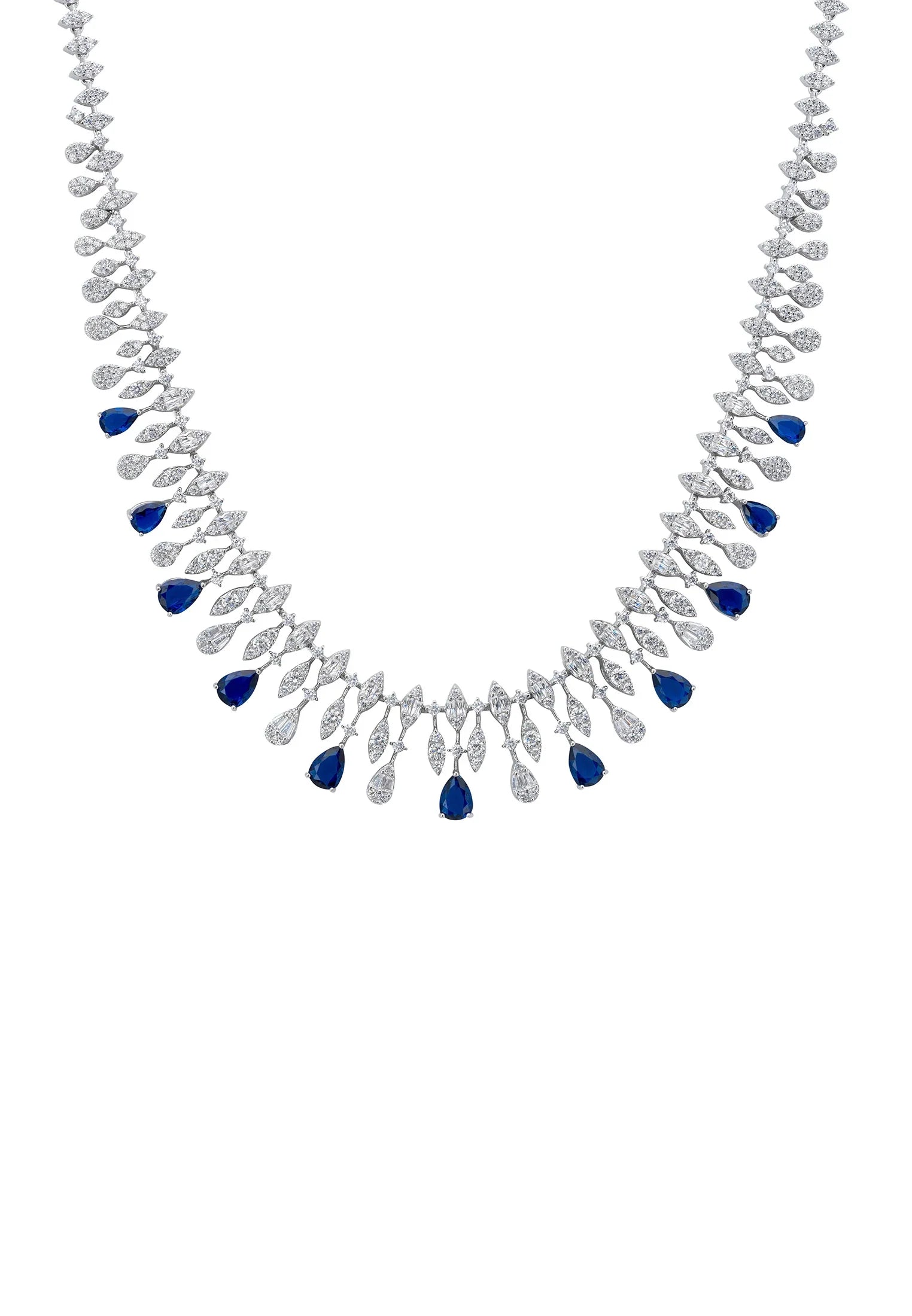 Sapphire teardrops delicate diamond necklace.