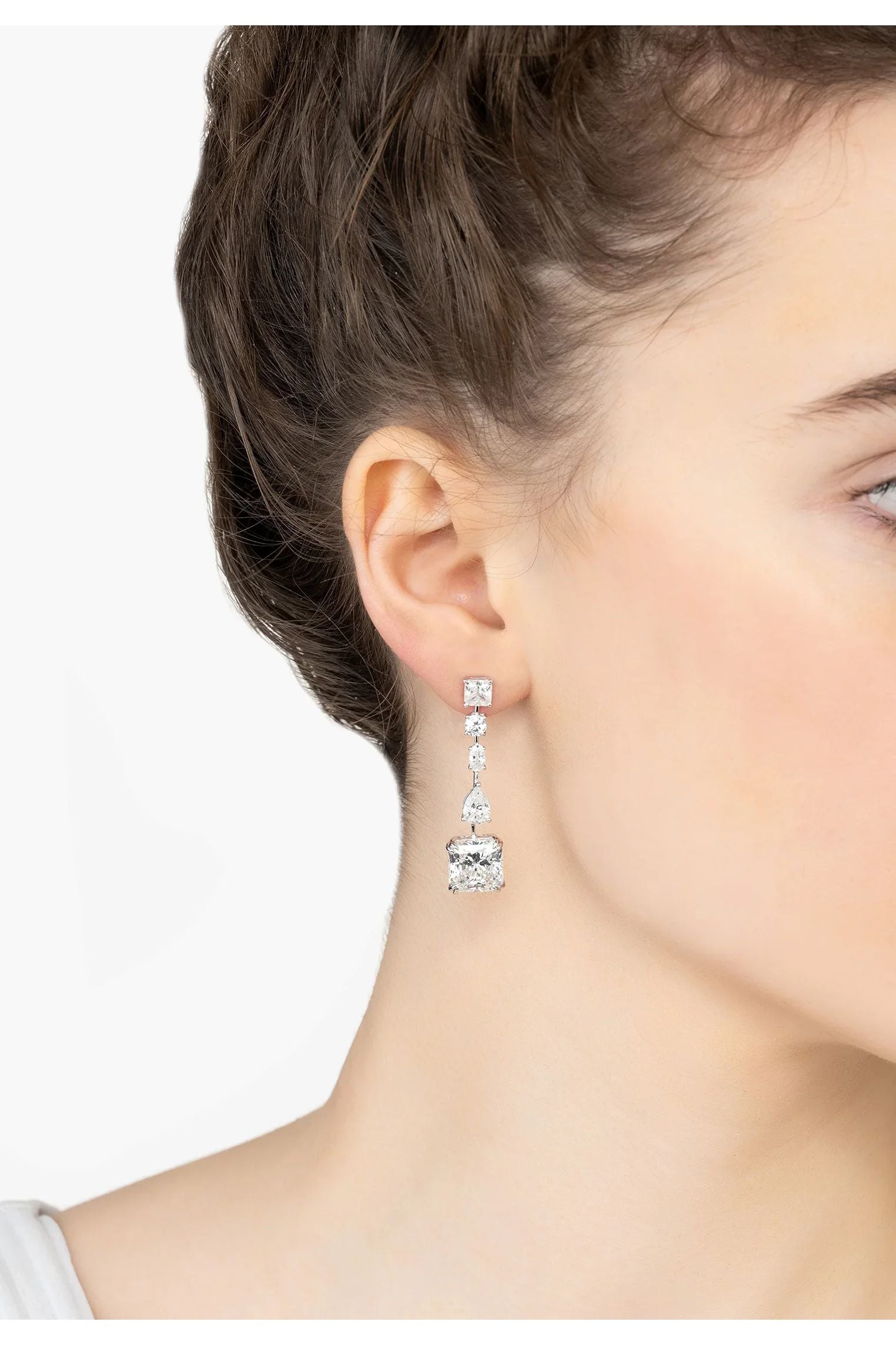 Angelina Moissanite Drop Earrings Silver