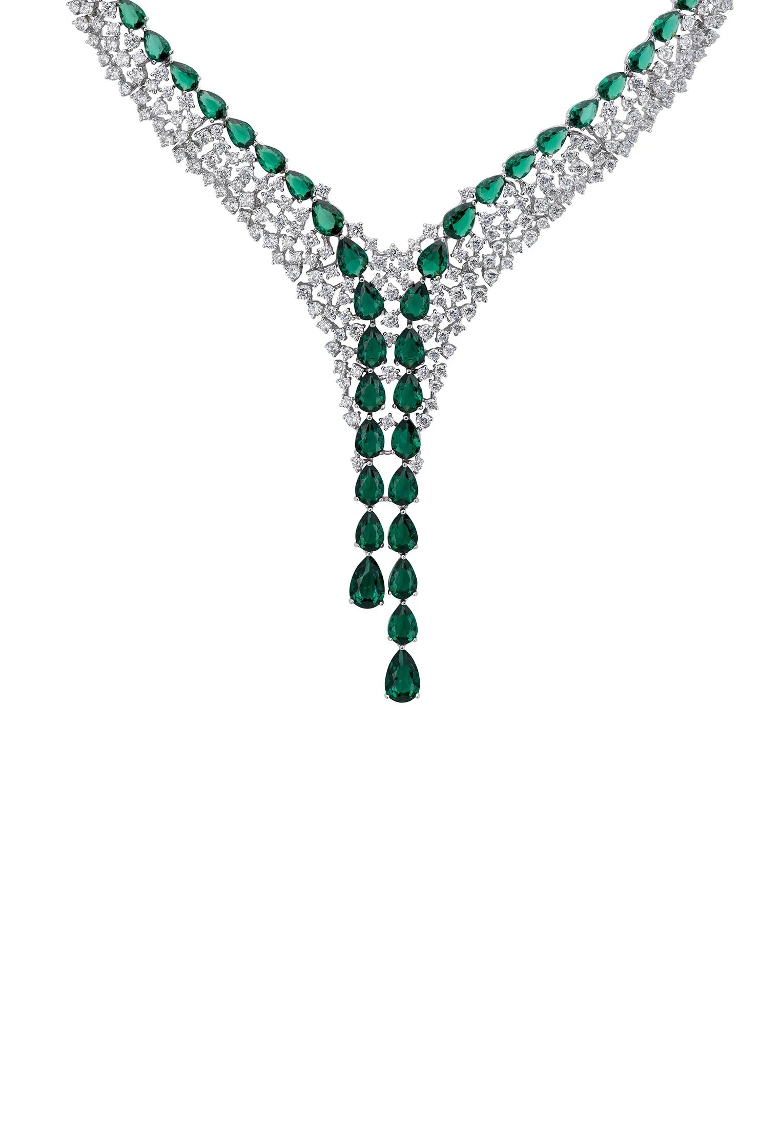 Emerald teardrops diamond necklace.