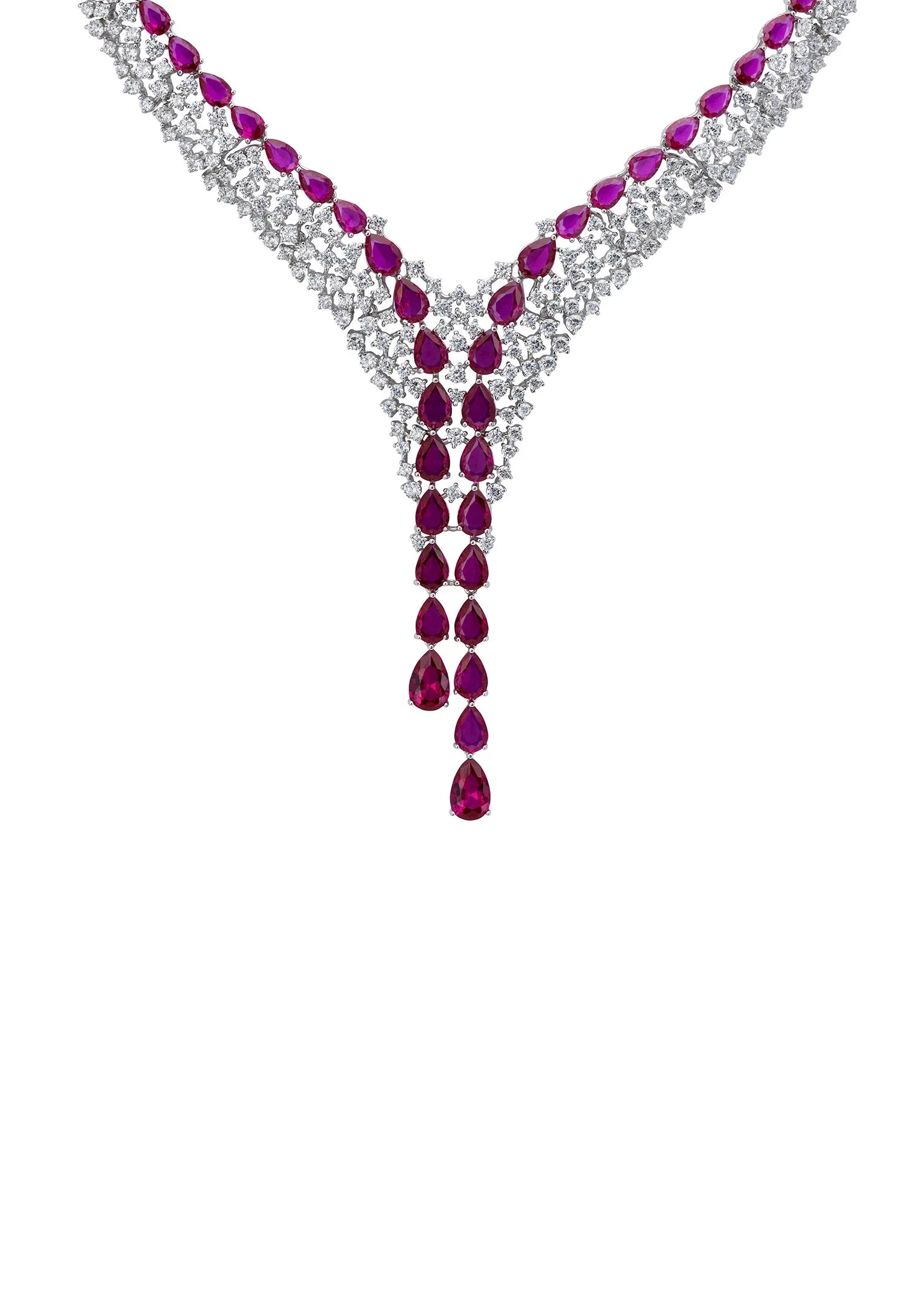 Ruby teardrops diamond necklace.