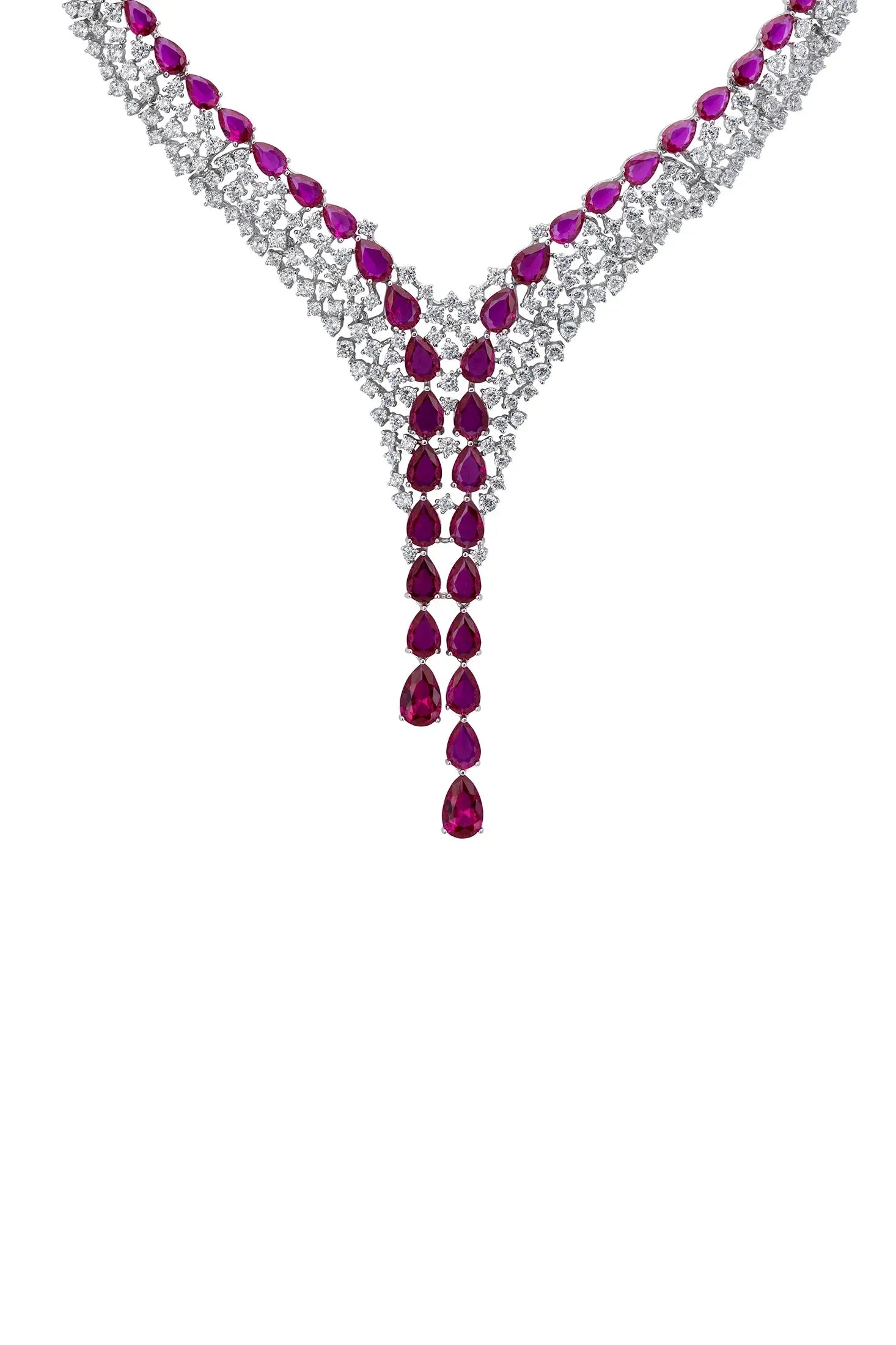 Ruby teardrops diamond necklace.