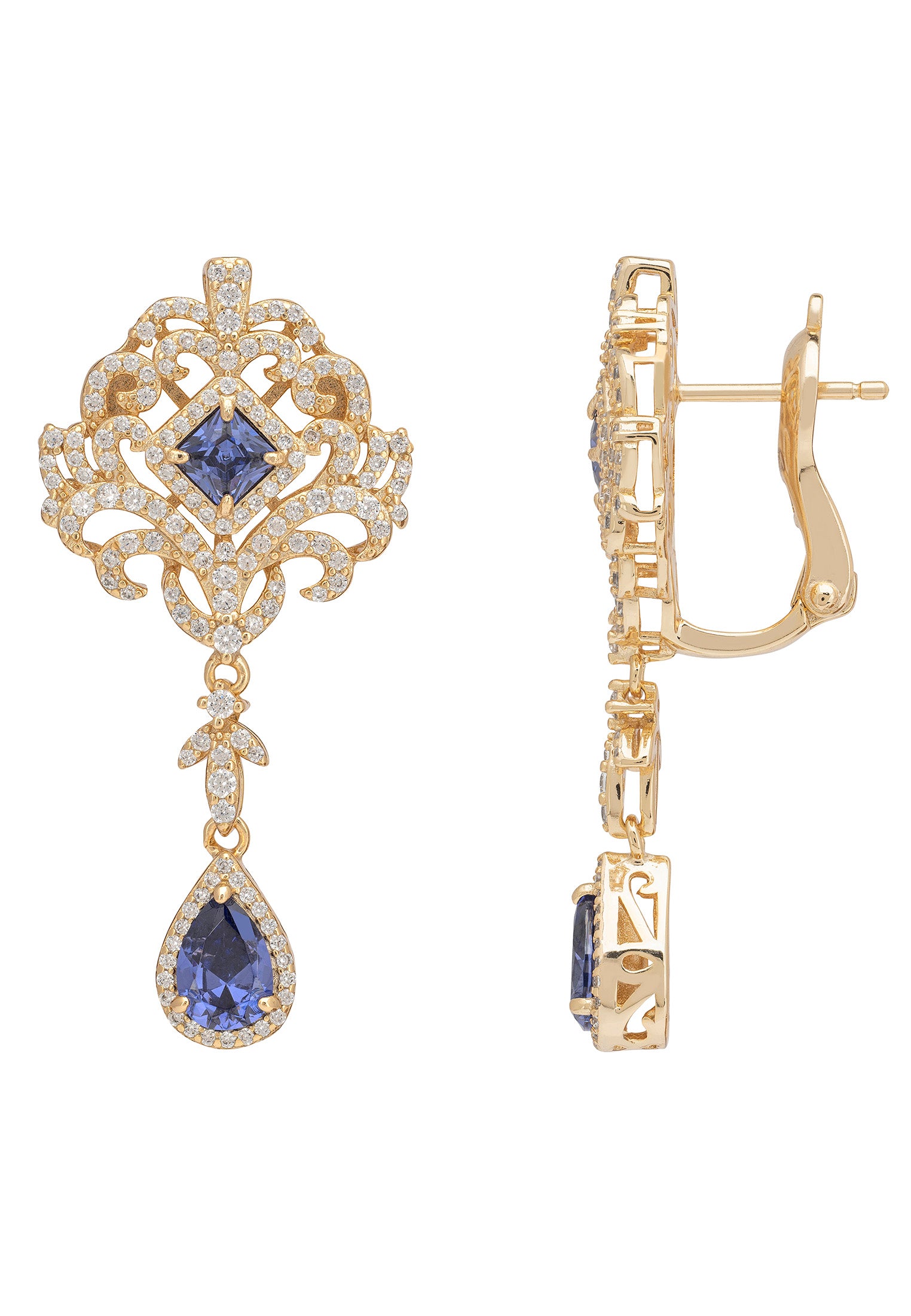 Pendientes colgantes Claridge de tanzanita y oro