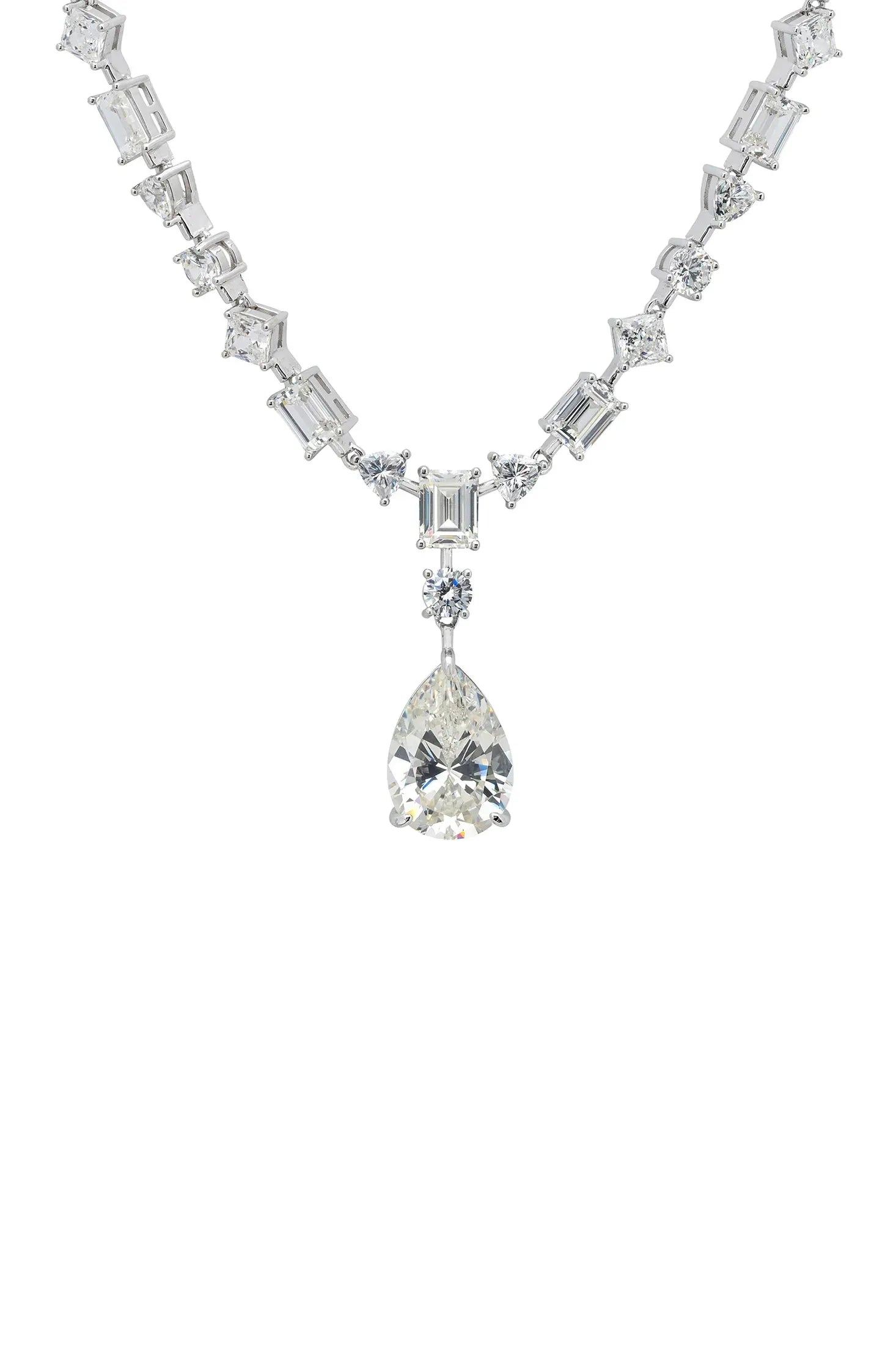 Close-up of the teardrop diamond centerpiece.