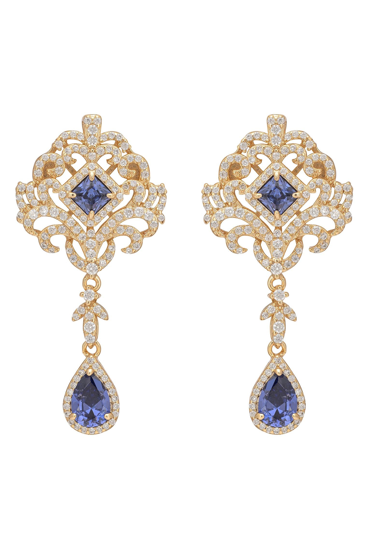 Claridge Drop Earrings Tanzanite Gold