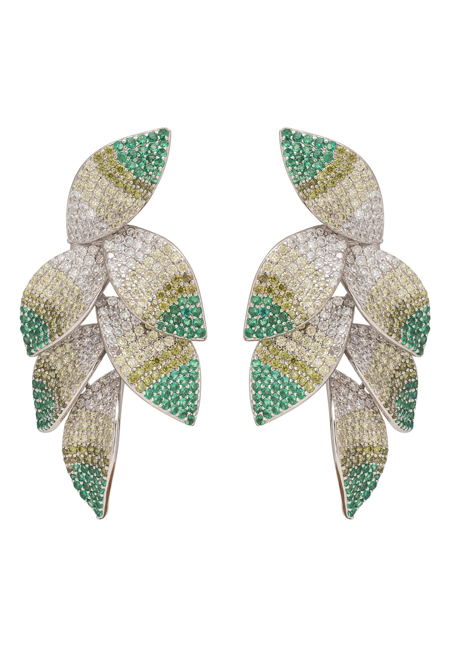 Pendientes colgantes de flores Camillia en plata verde