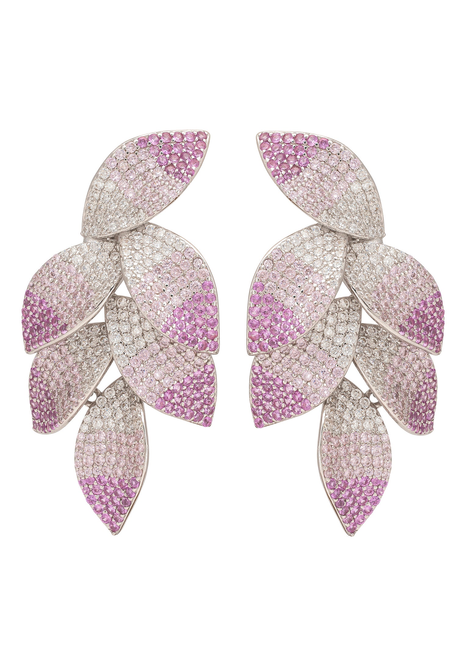 Pendientes colgantes de flores Camillia en plata rosa
