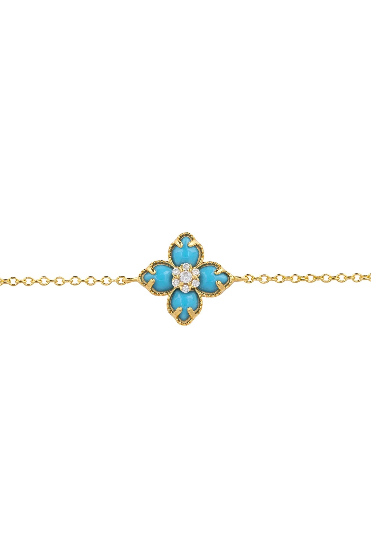 Blue clover gold bracelet.