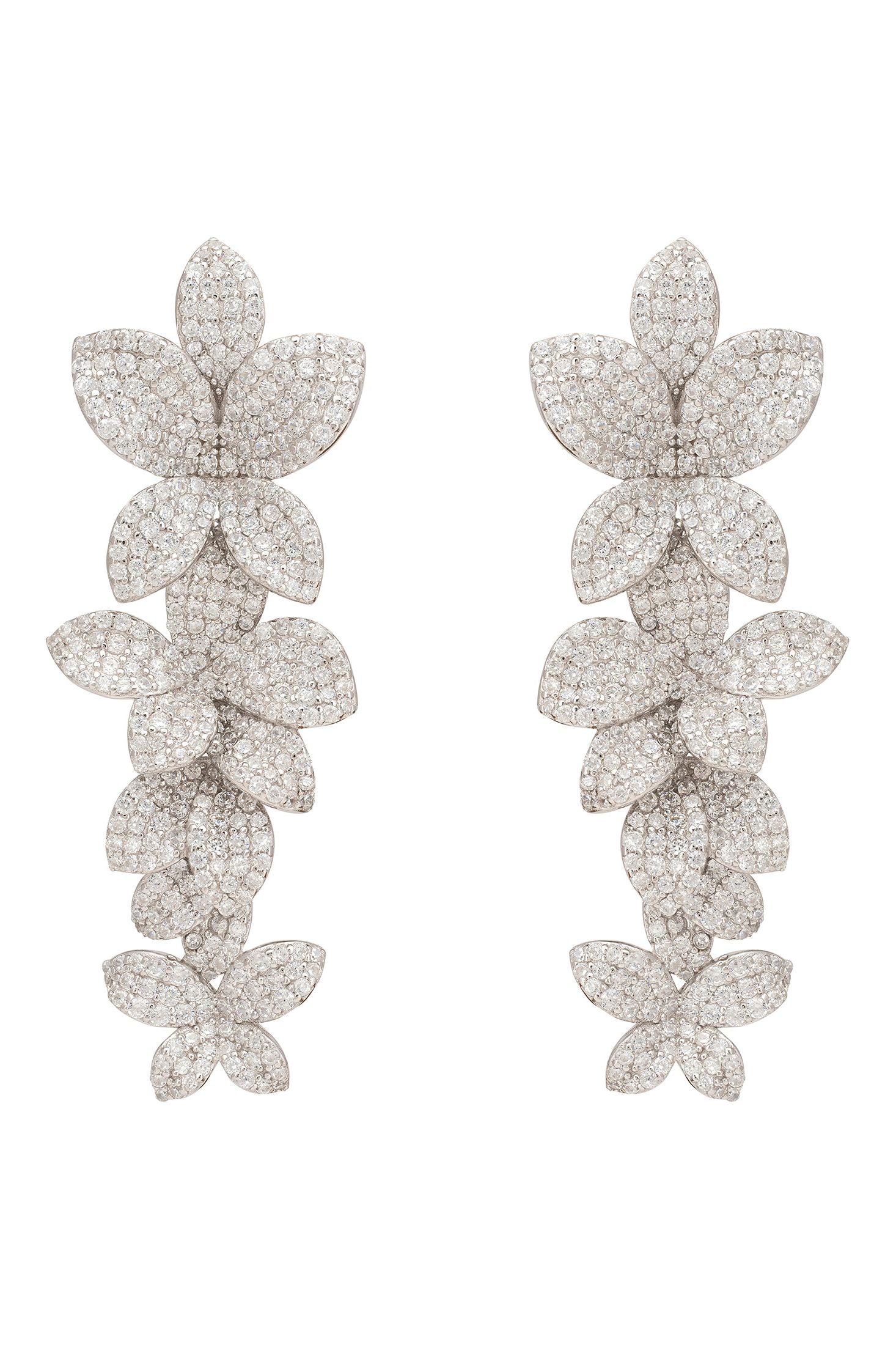 Pair of diamond earrings on a white background