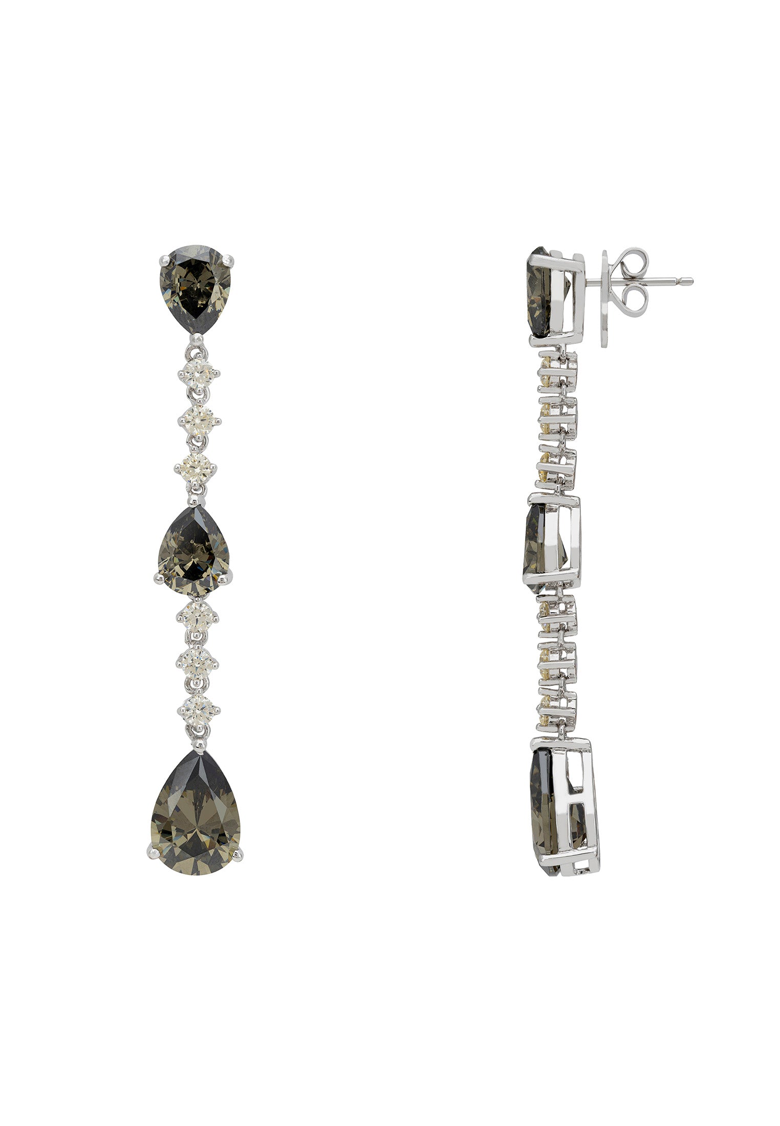 Elizabeth Drop Earrings Smokey Quartz Silver