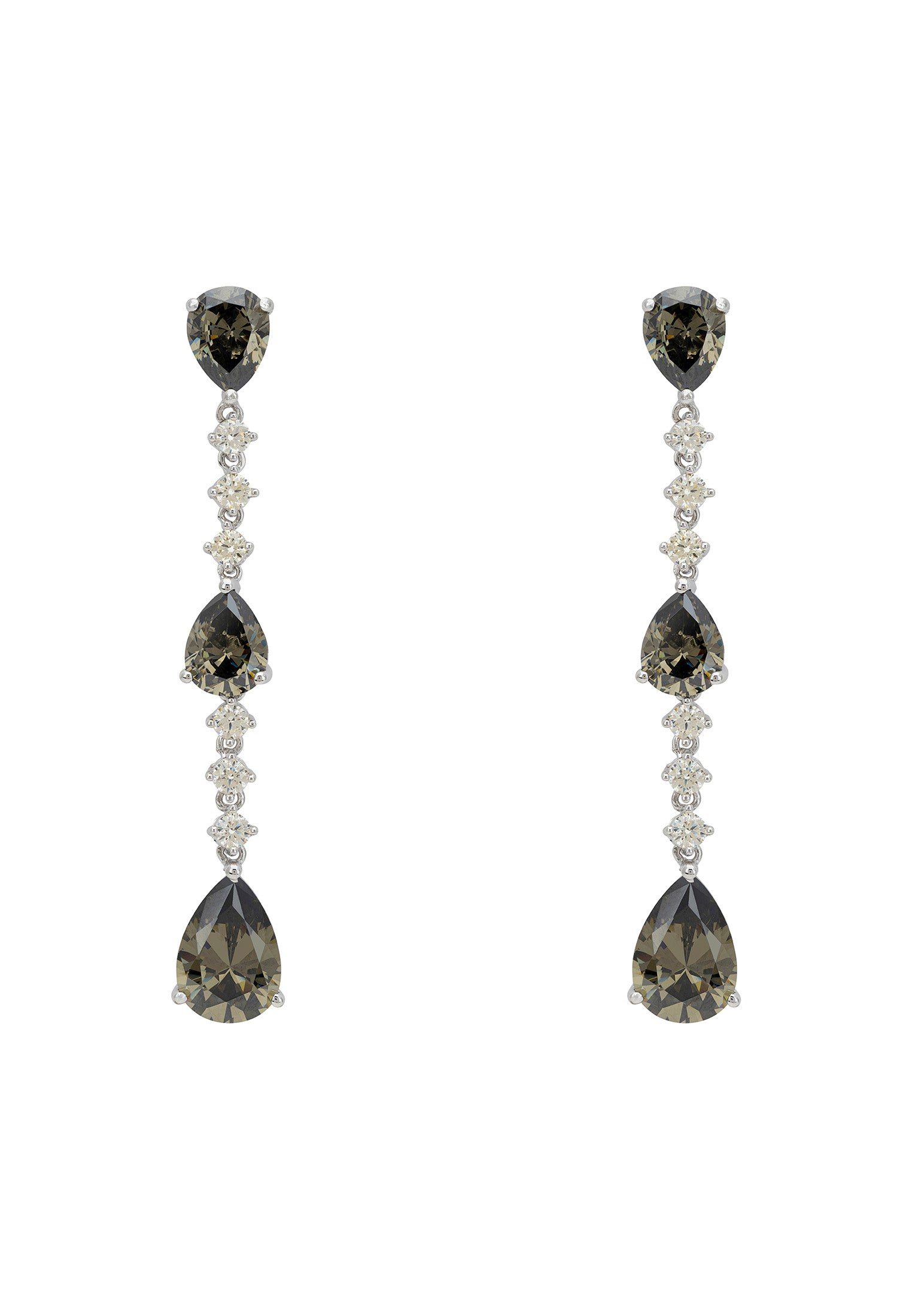 Elizabeth Drop Earrings Smokey Quartz Silver