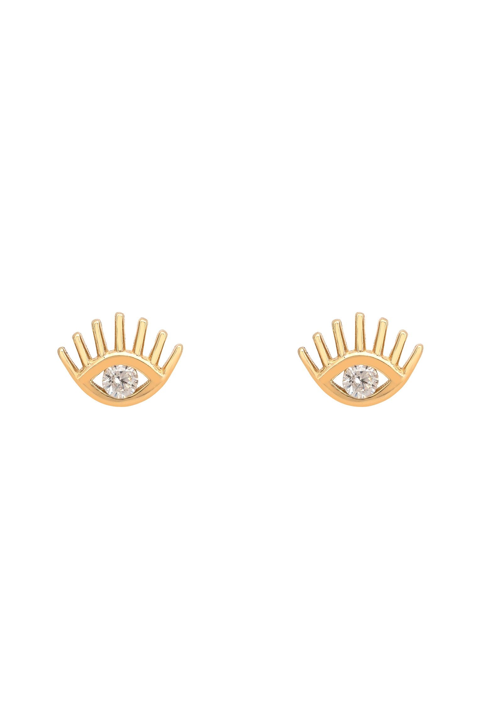 Solid 14k Gold Evil Eye Stud Earrings