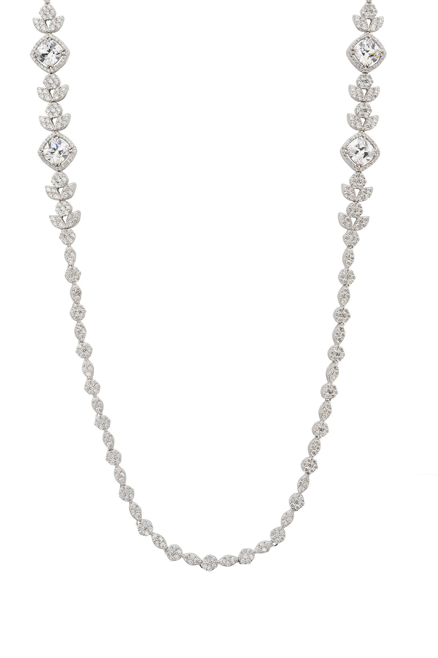 Close-up of the floral diamond necklace.