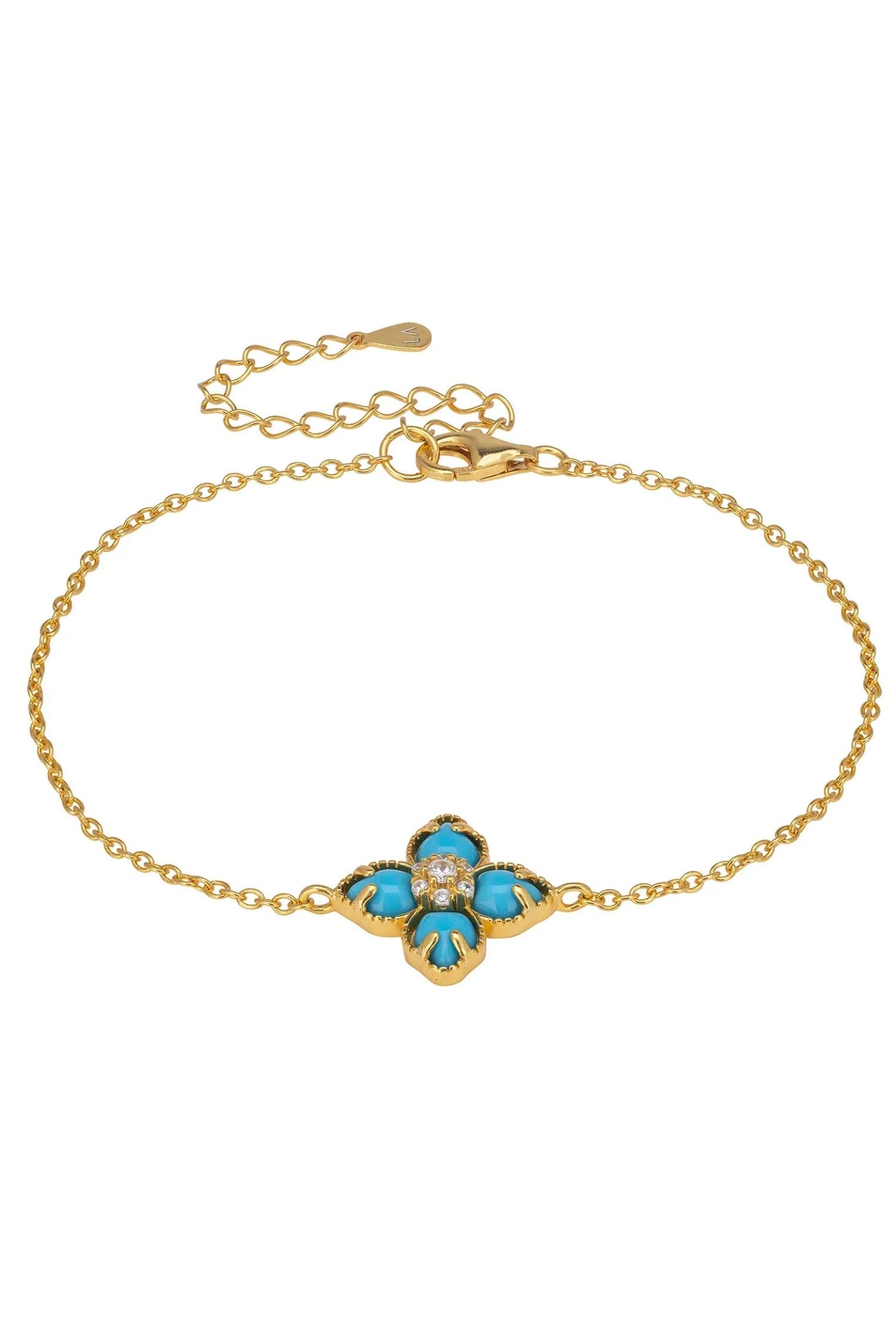 Blue clover gold bracelet.