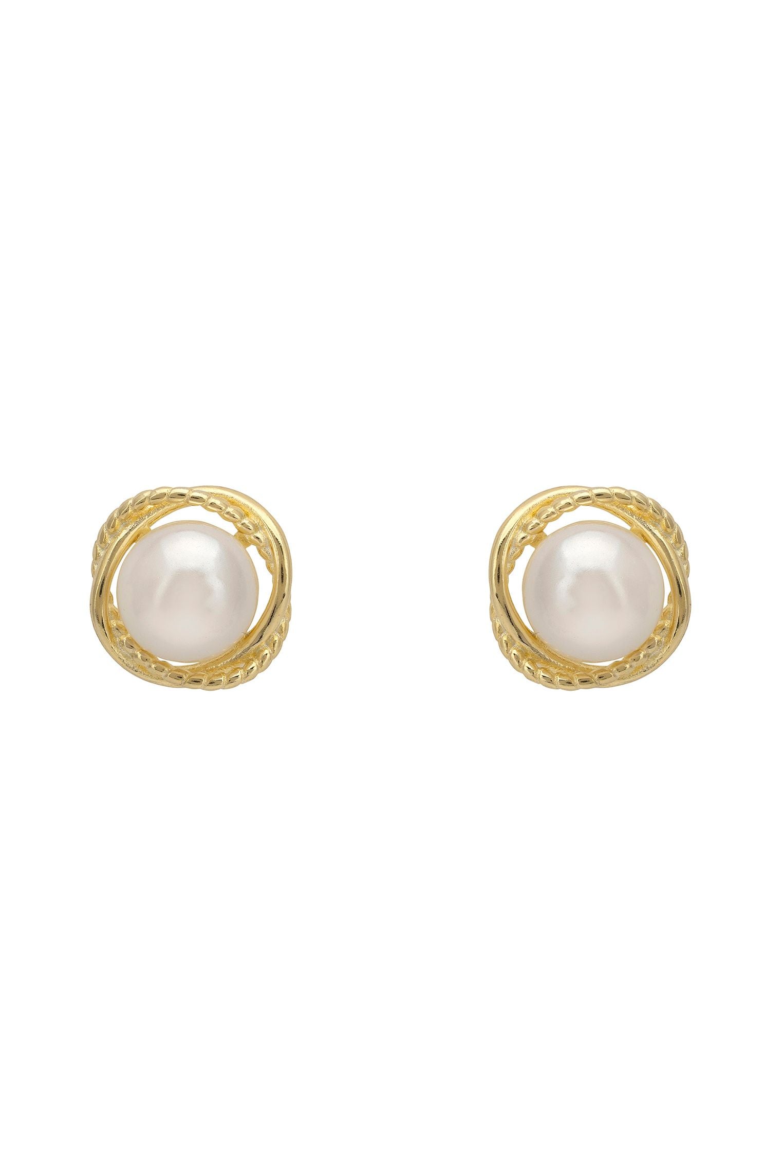 Pearl Twist Stud Earrings Gold
