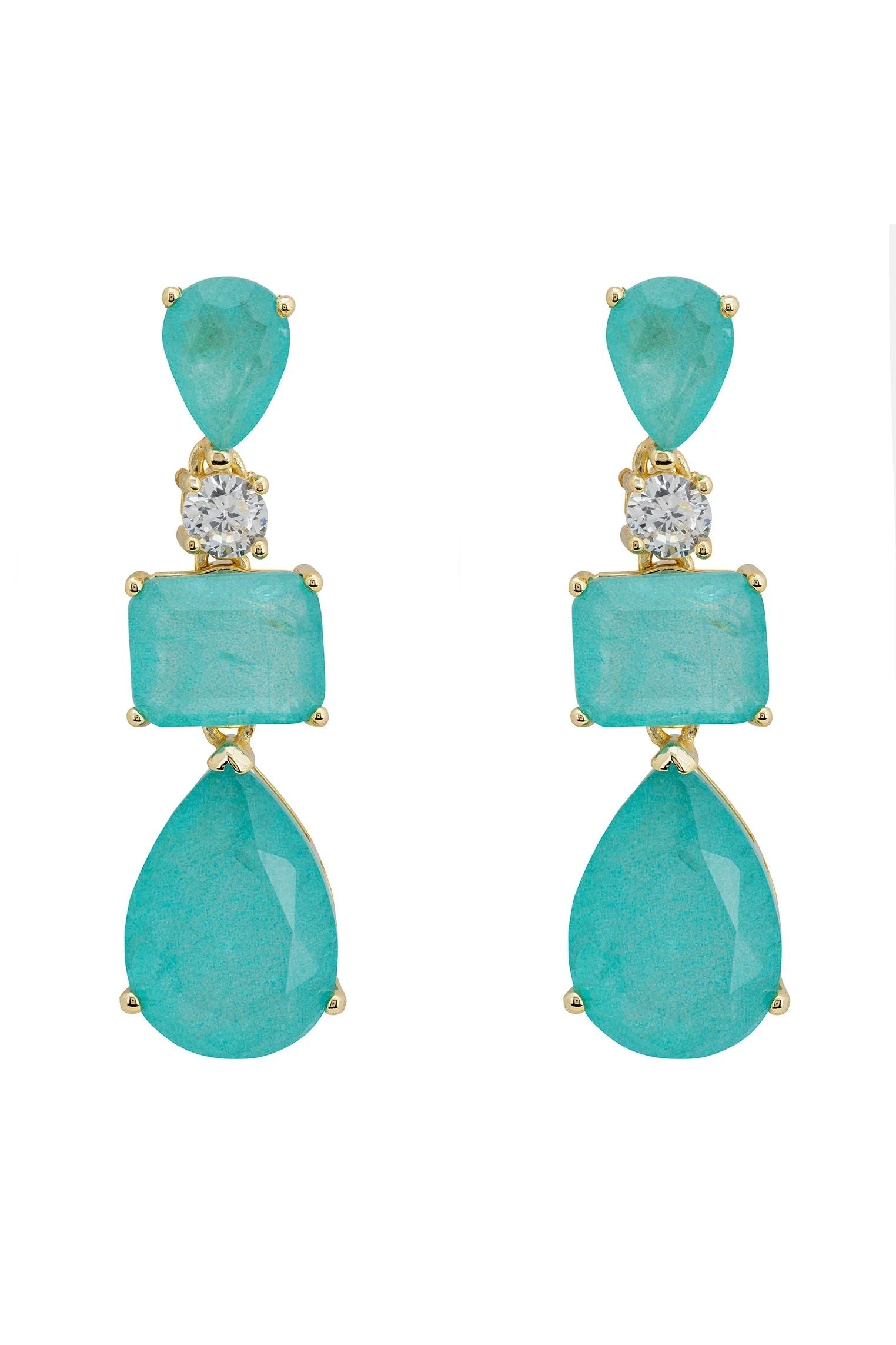 Teal gemstone drop earrings.