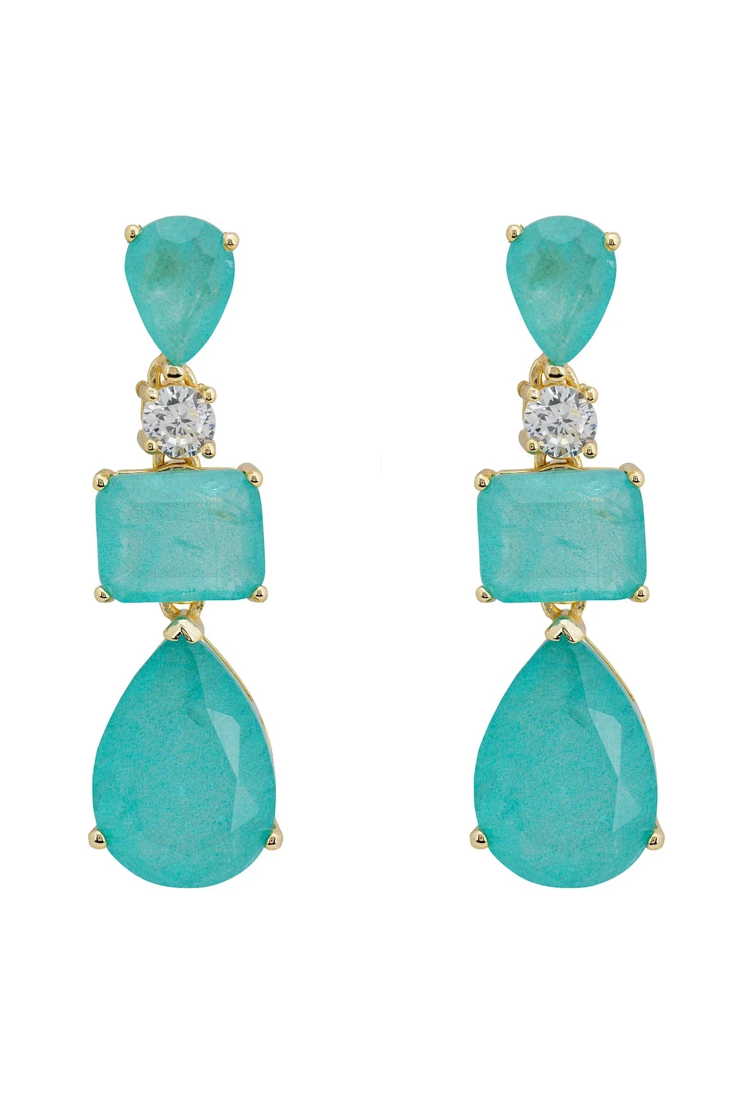 Teal gemstone drop earrings.