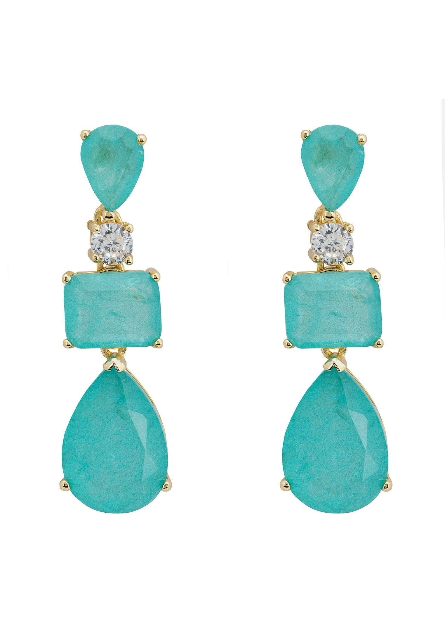 Teal gemstone drop earrings.
