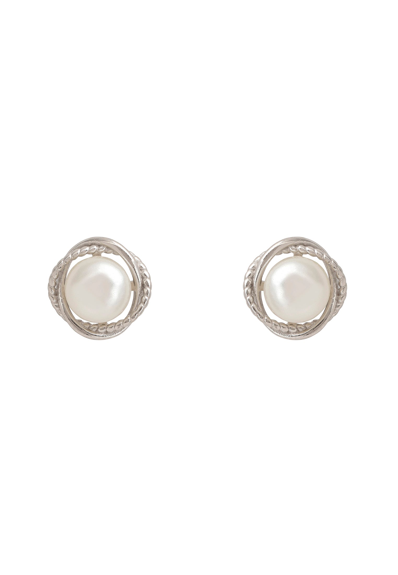 Pearl Twist Stud Earrings Silver