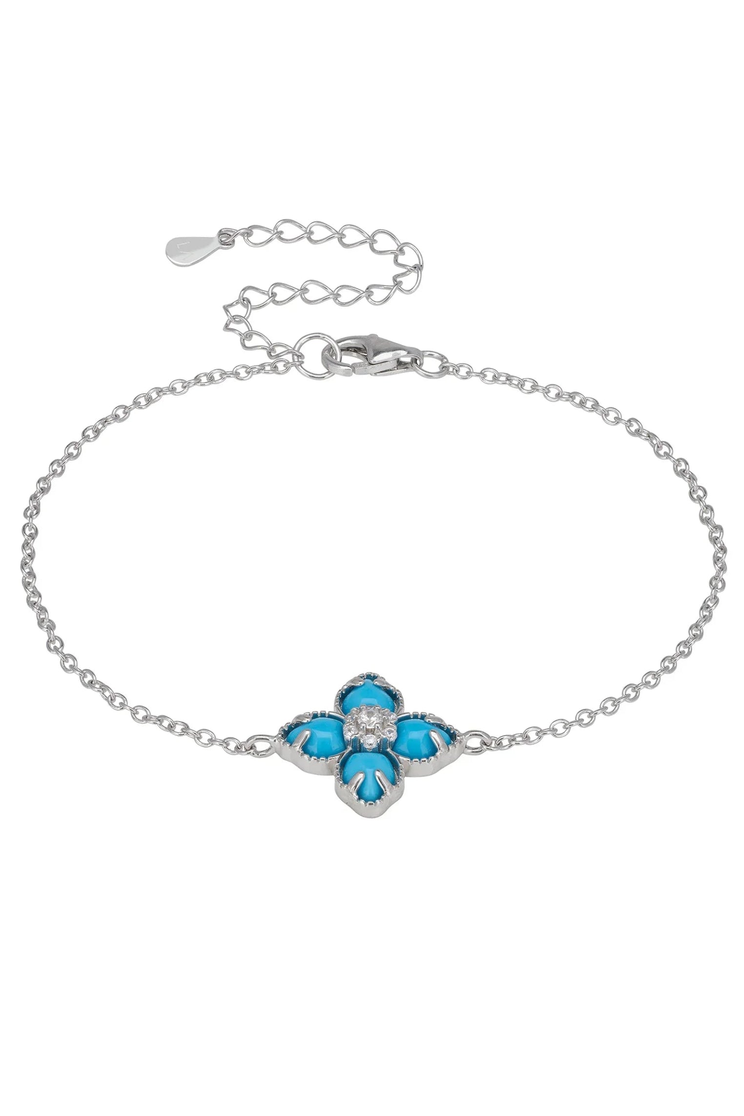 Blue clover silver bracelet.