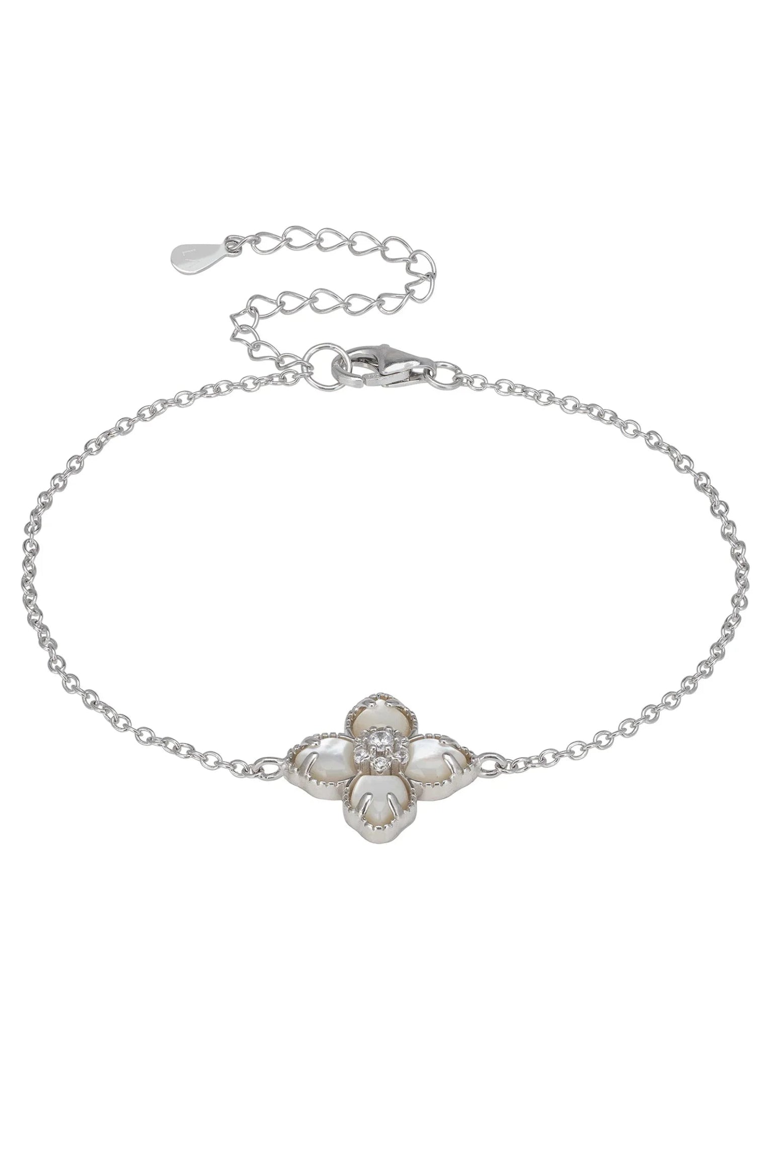 Pearl clover silver bracelet.
