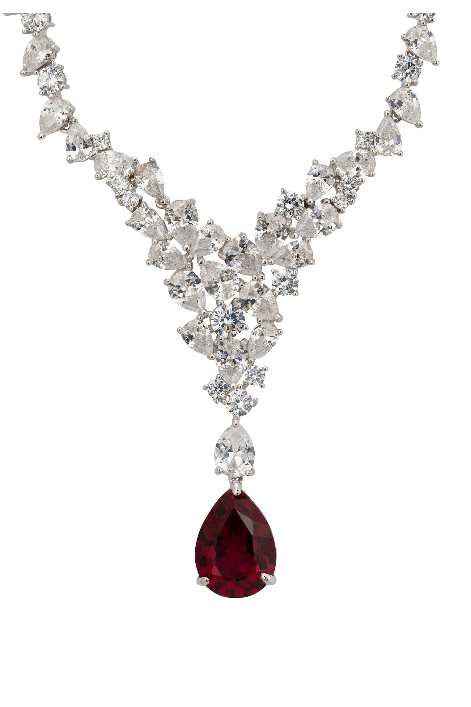 Close-up of the teardrop ruby centerpiece.