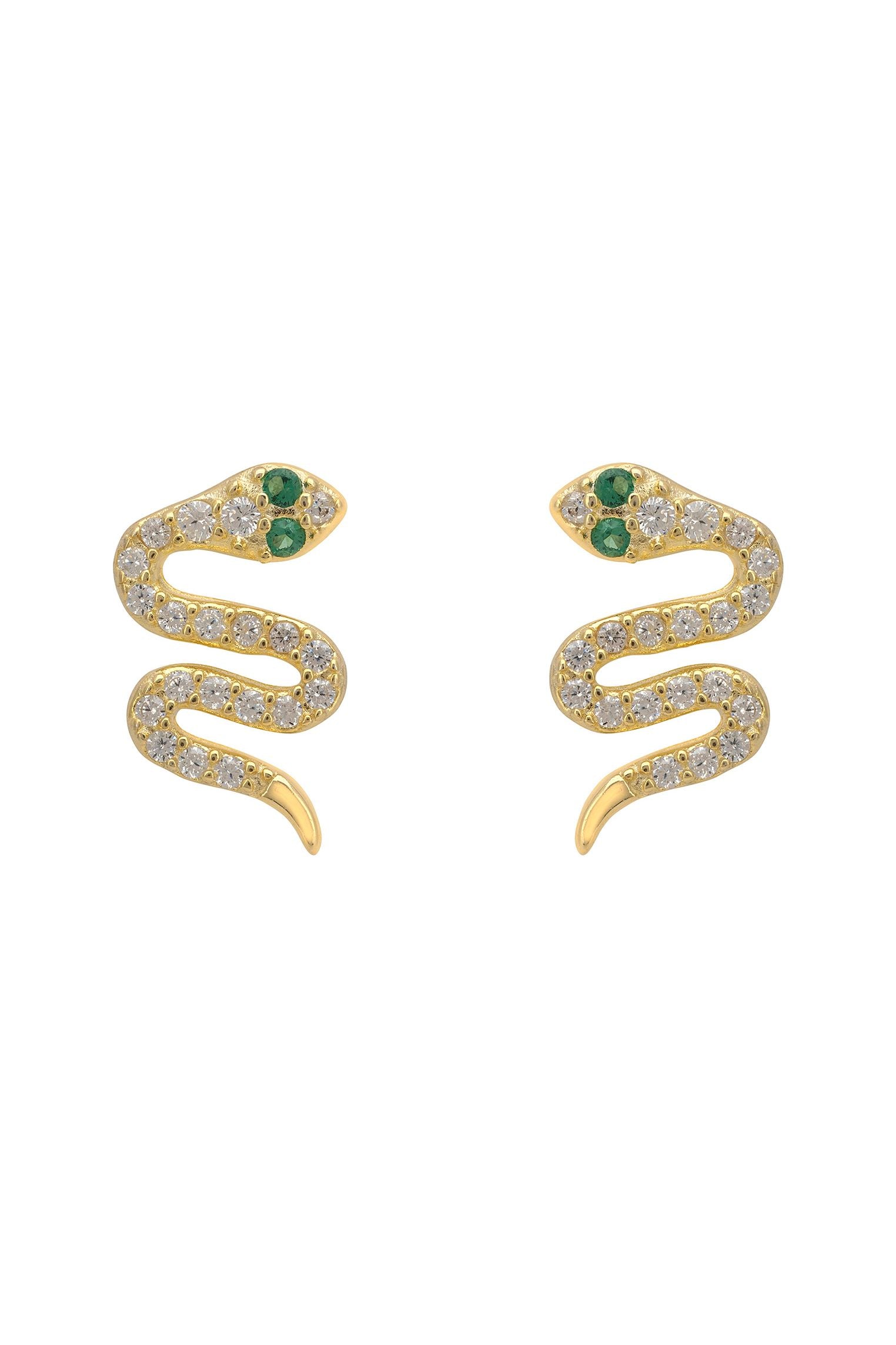 Slither Snake Stud Earrings Cz Gold
