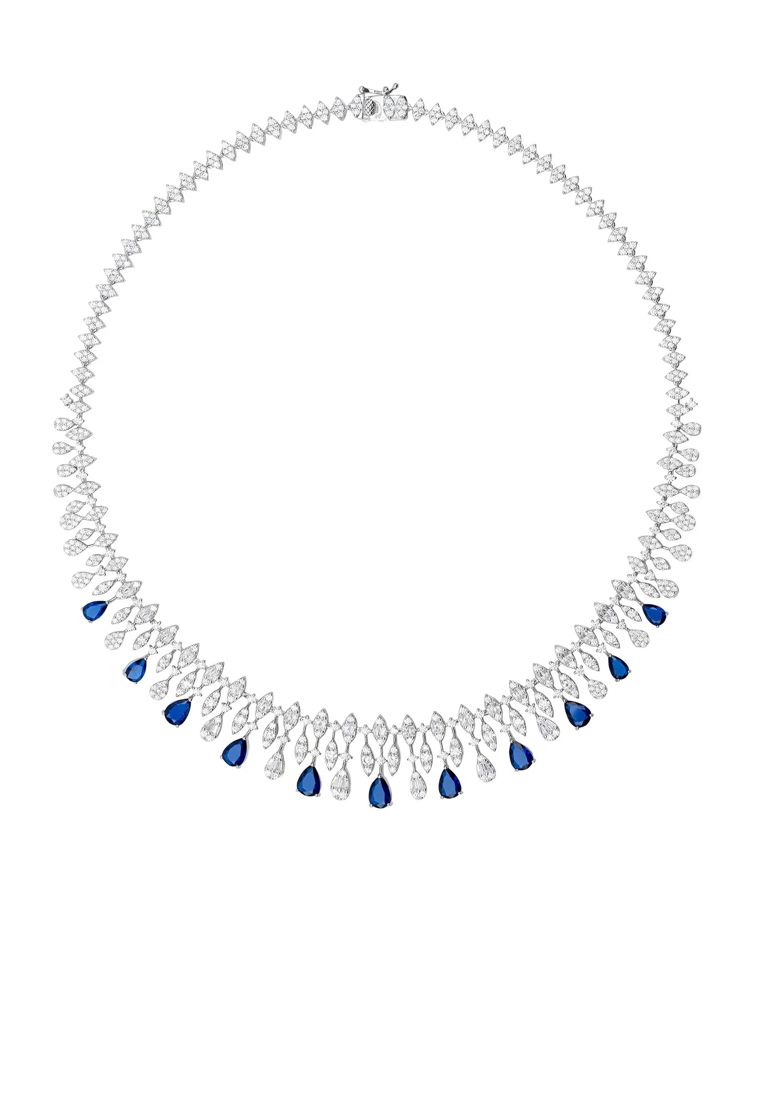 Sapphire teardrops delicate diamond necklace.