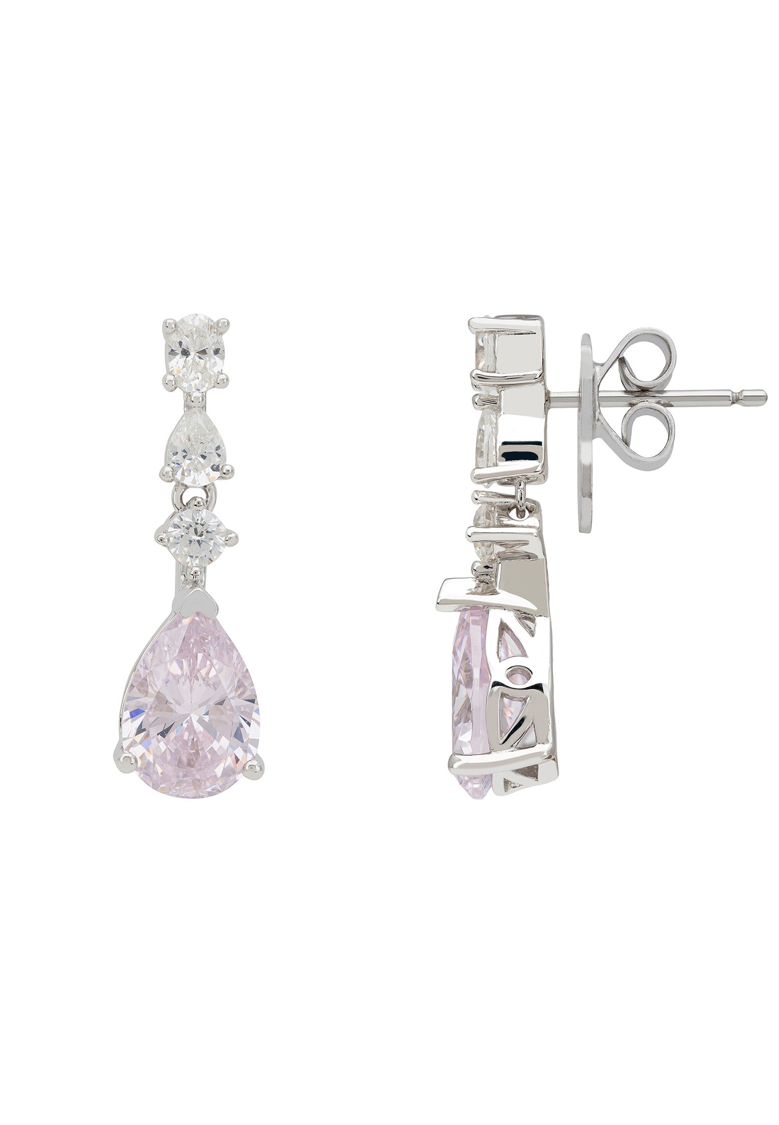 Kirsty Drop Earrings Morganite Silver