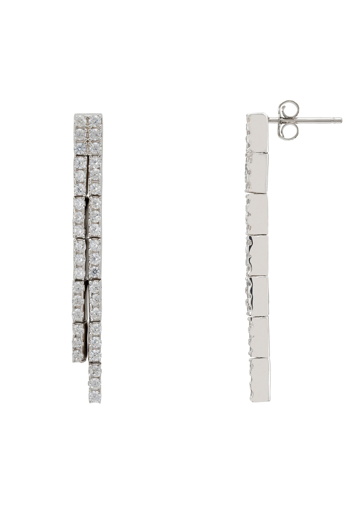 Charleston Art Deco Silver Drop Earrings