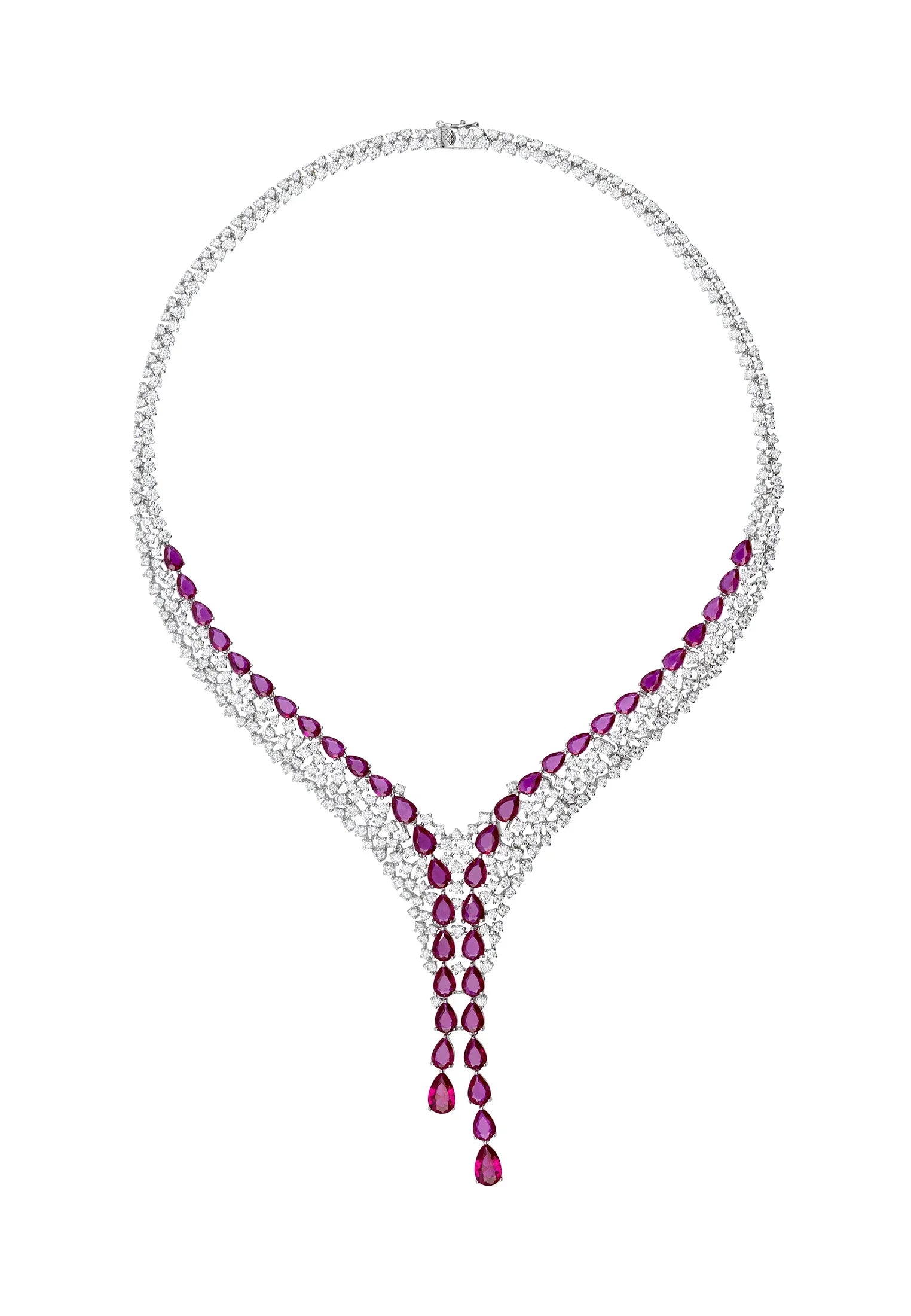Ruby teardrops diamond necklace.