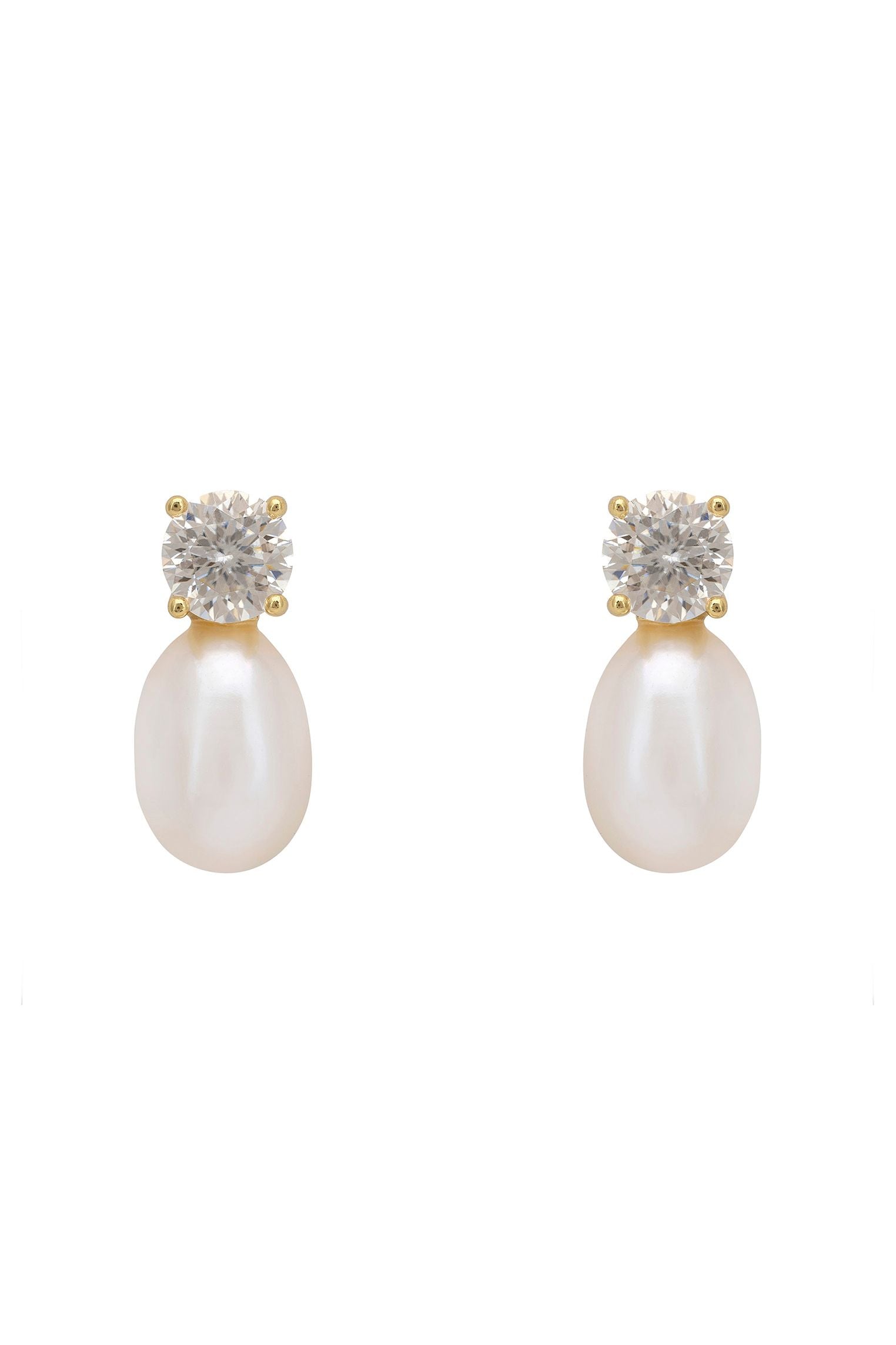Classic Pearl Moissanite Earrings Gold