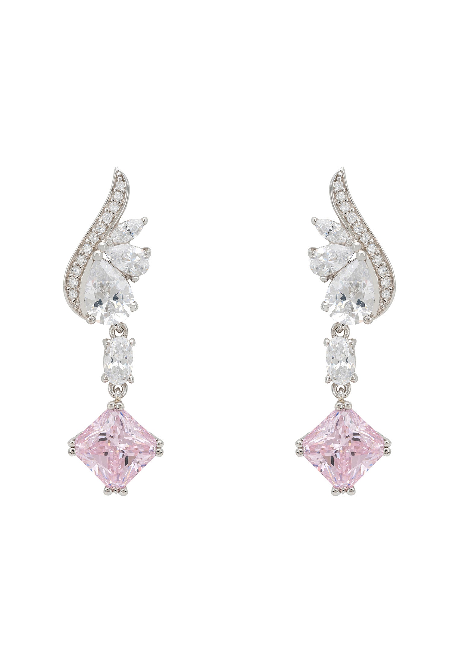 Angel Wing Morganite Drop Earrings Silver