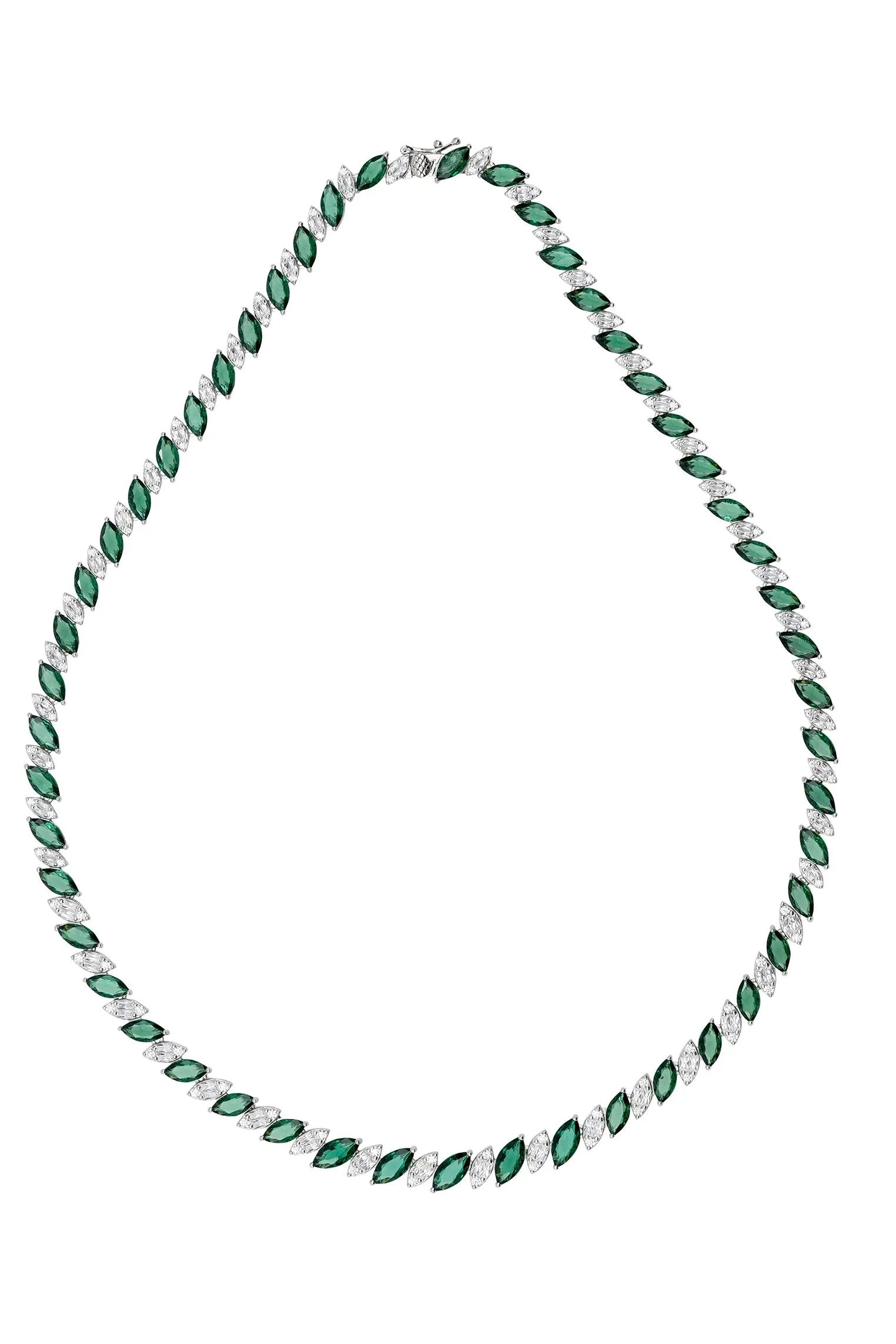 Emerald and diamond necklace.