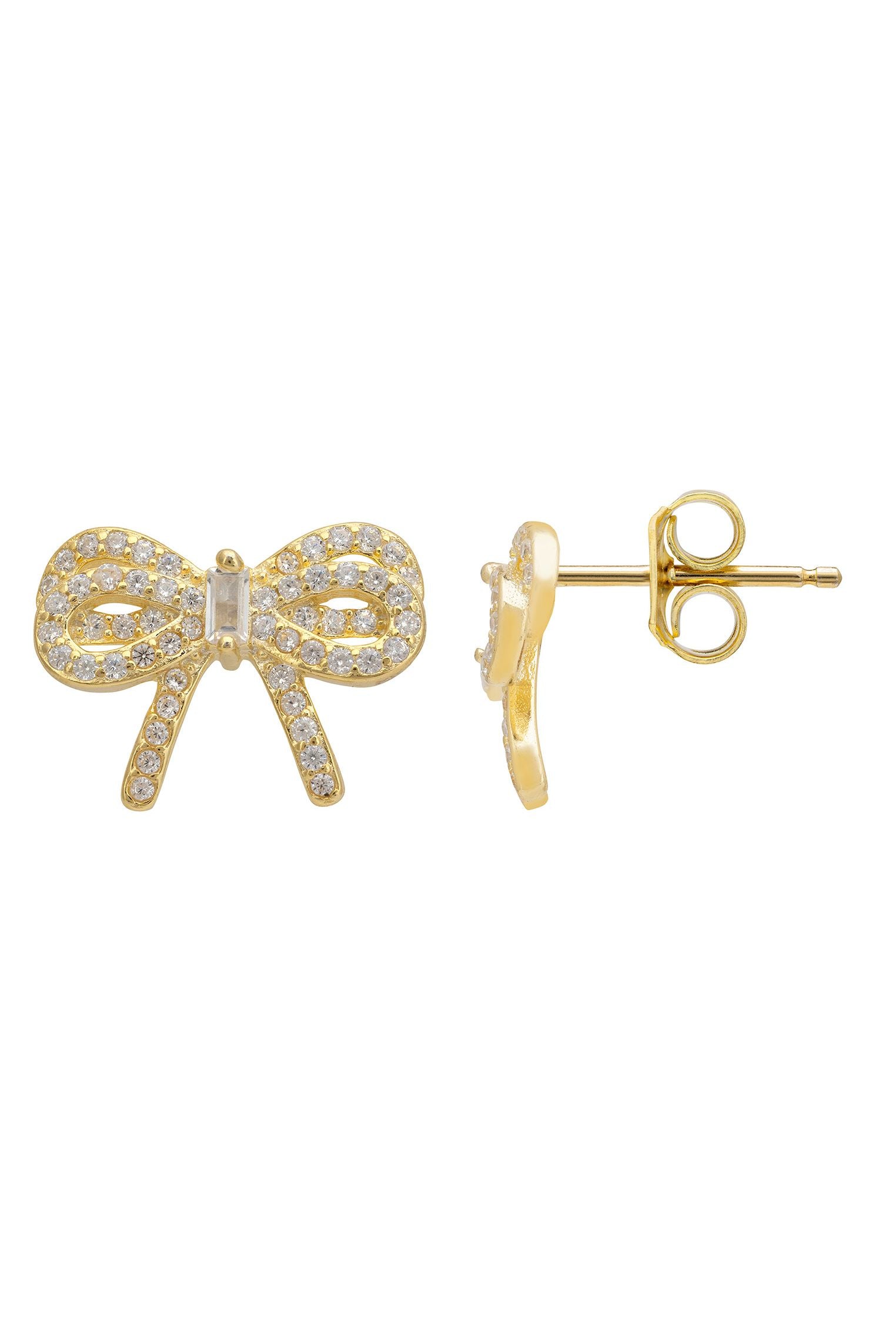 Ribbon Stud Earrings Gold