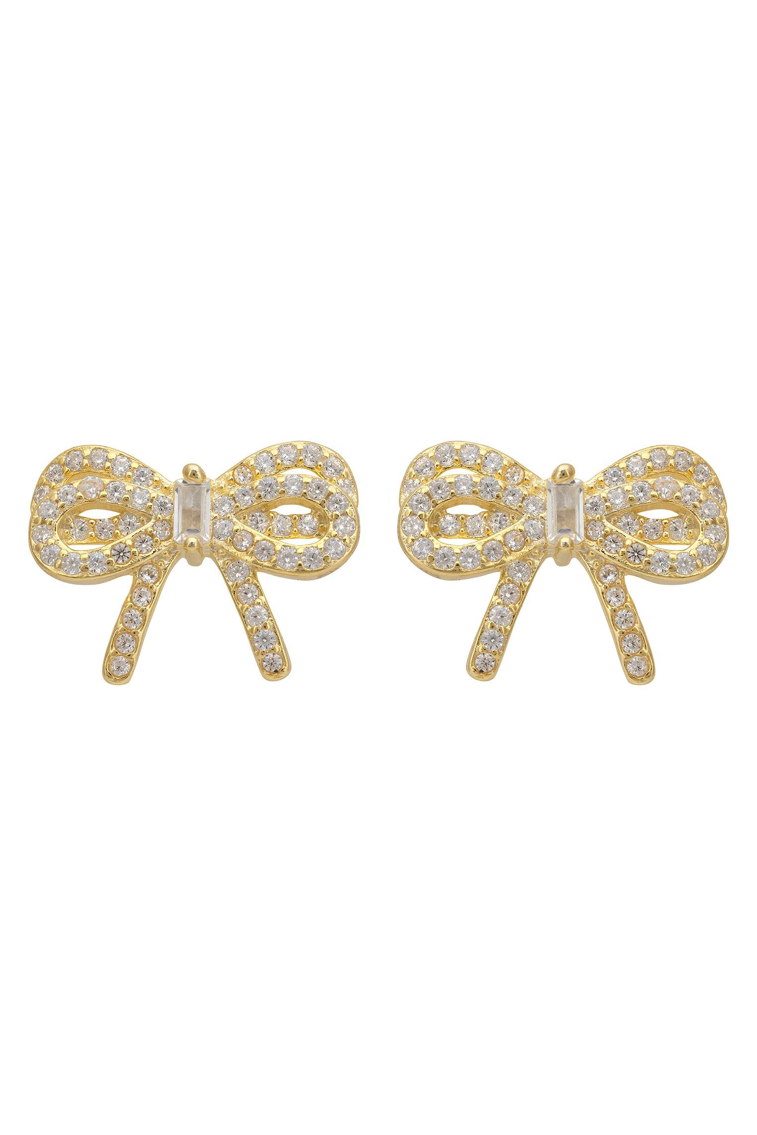 Ribbon Stud Earrings Gold