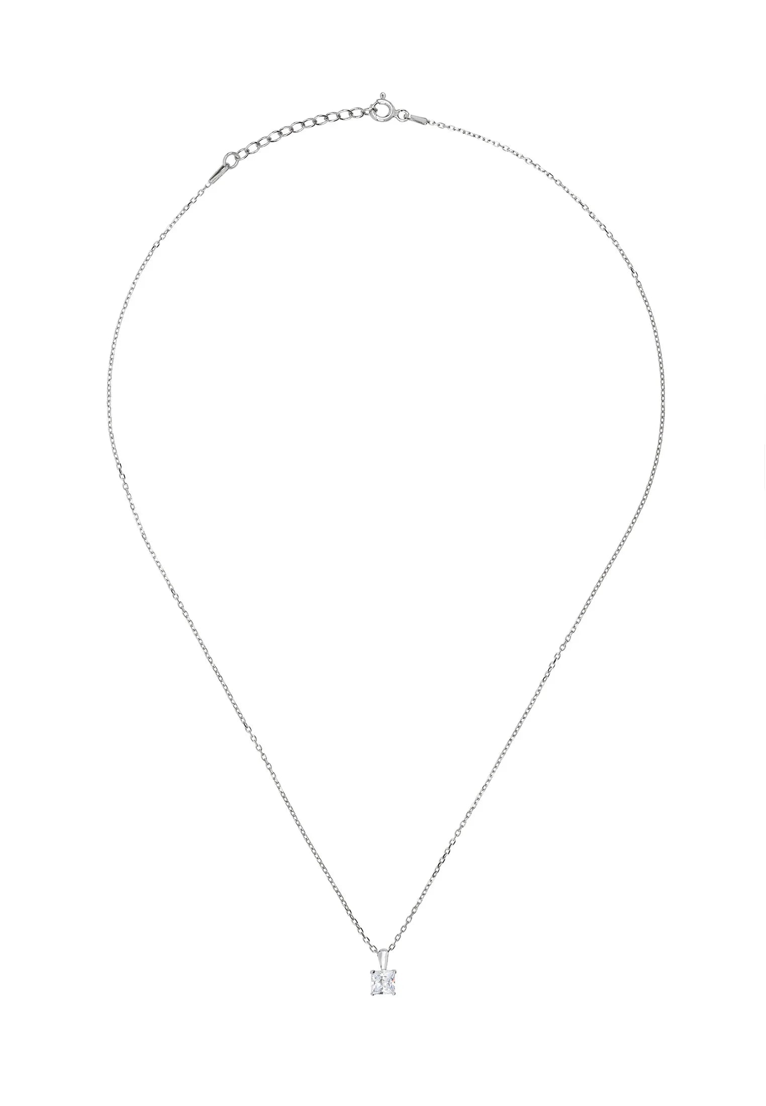 Square diamond silver necklace.