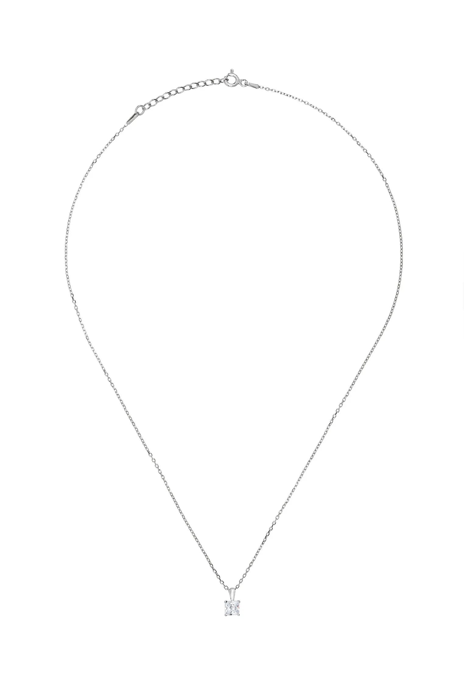 Square diamond silver necklace.