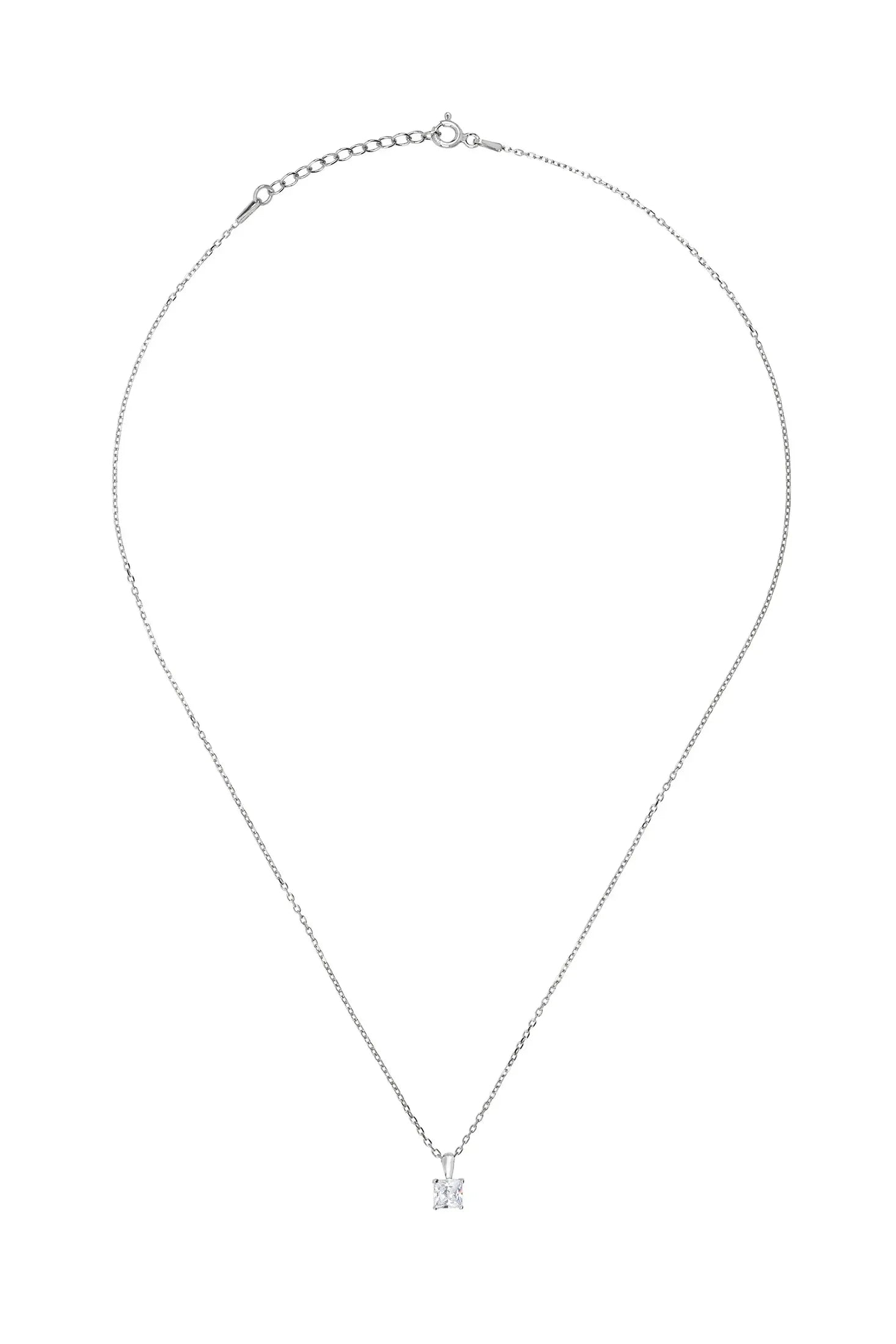 Square diamond silver necklace.