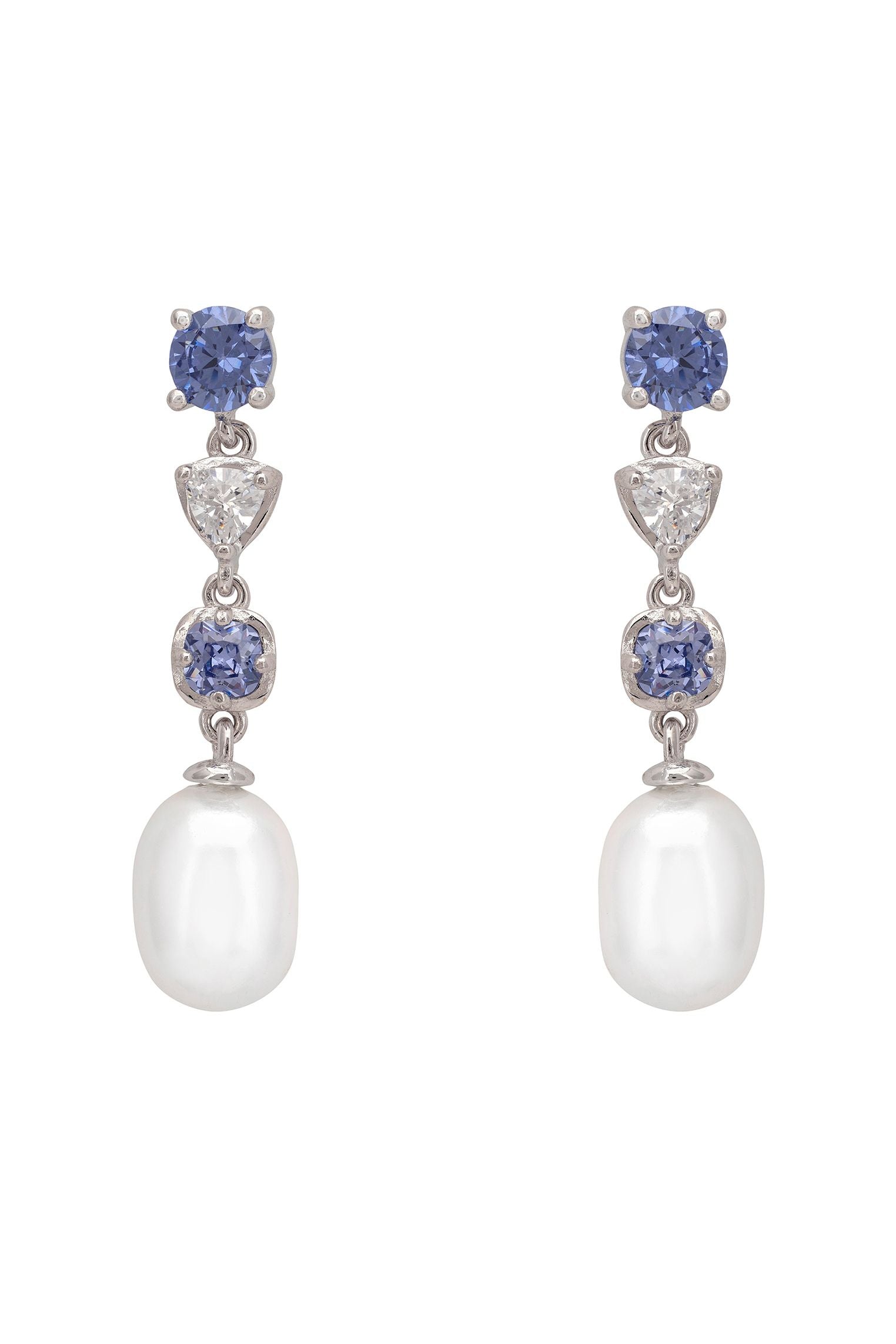 Pearl Whisper Drop Earrings Tanzanite Silver