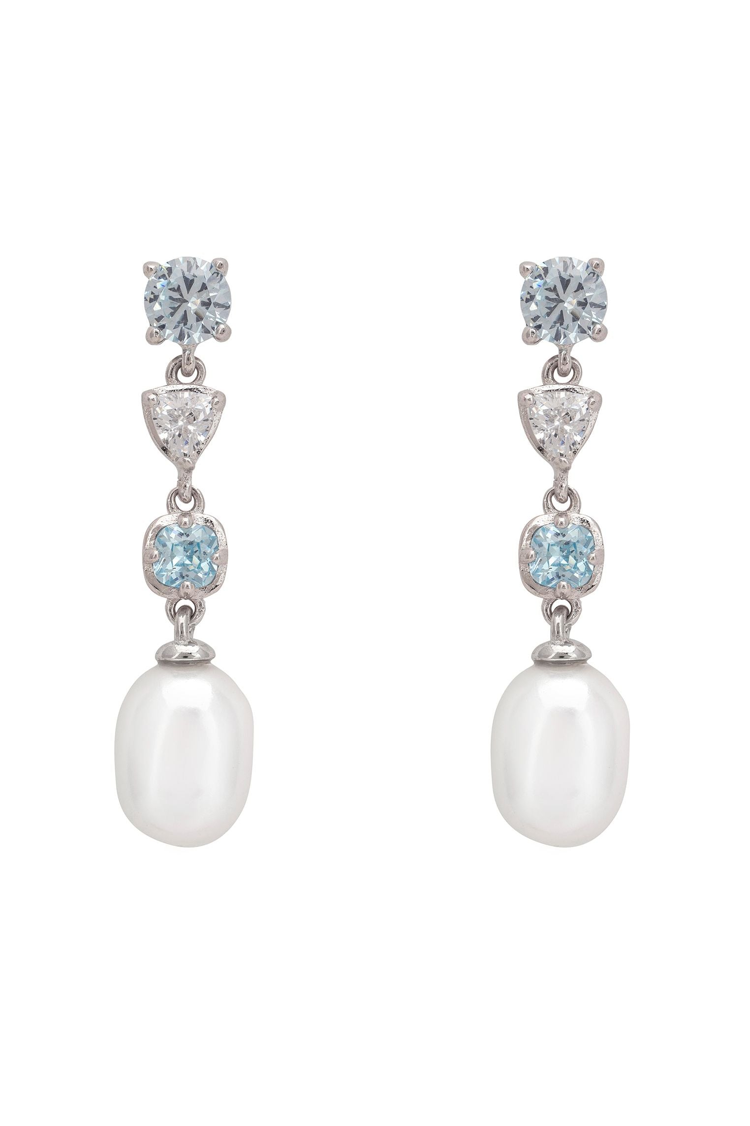 Pearl Whisper Drop Earrings Aquamarine Silver