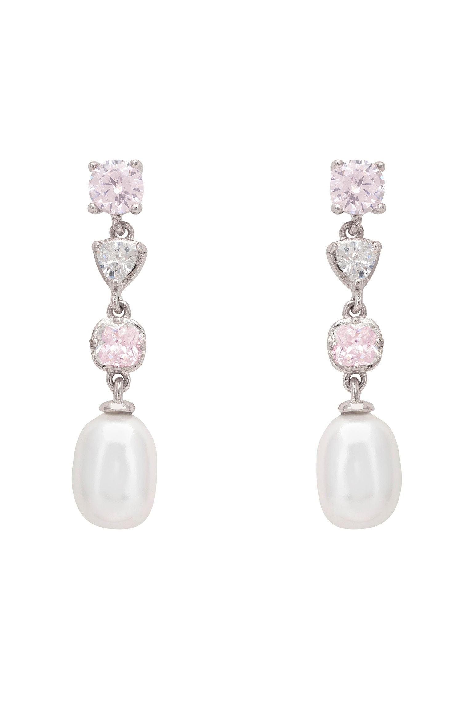 Pearl Whisper Drop Earrings Morganite Silver
